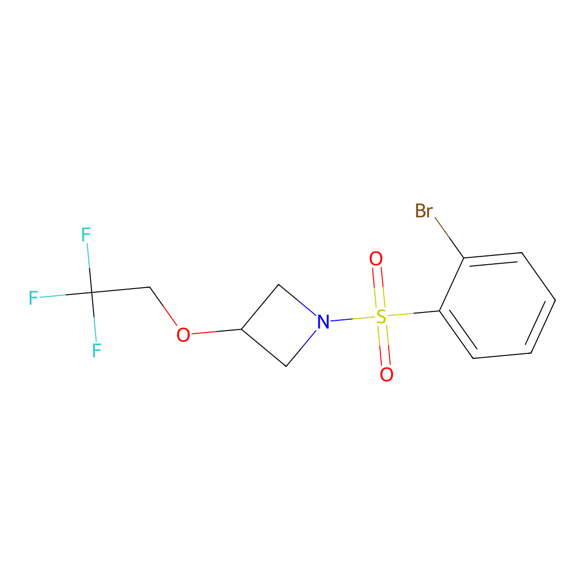 1-((2-Bromophenyl)sulfonyl)-3-(2,2,2-trifluoroethoxy)azetidine molecular structure, CAS 2034339-58-5