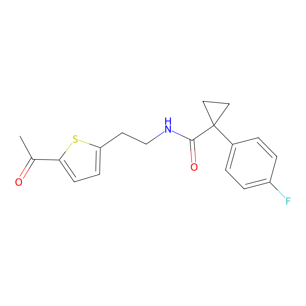 N-(2-(5-acetylthiophen-2-yl)ethyl)-1-(4-fluorophenyl)cyclopropanecarboxamide molecular structure, CAS 2034339-63-2