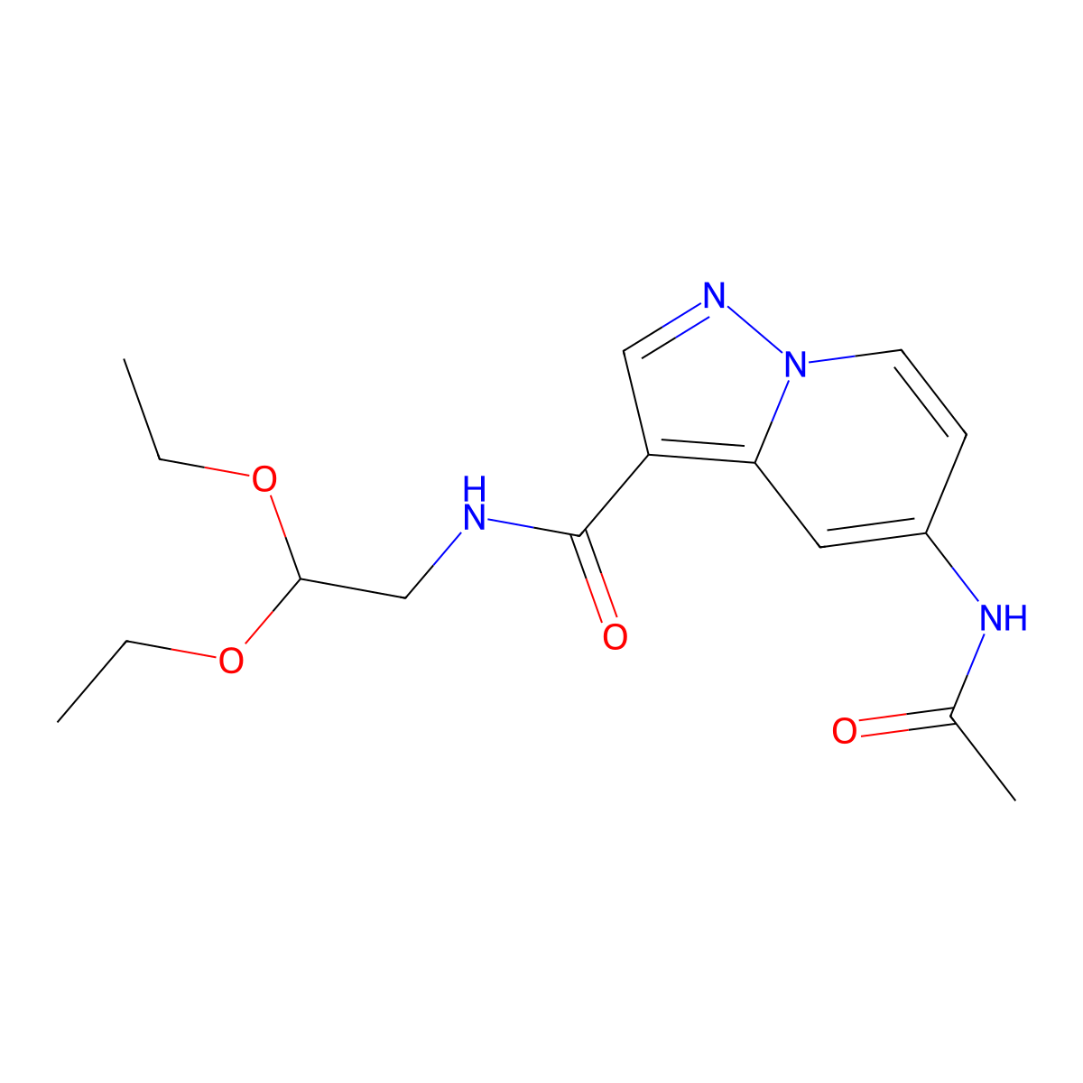 5-acetamido-N-(2,2-diethoxyethyl)pyrazolo[1,5-a]pyridine-3-carboxamide molecular structure, CAS 2034339-65-4