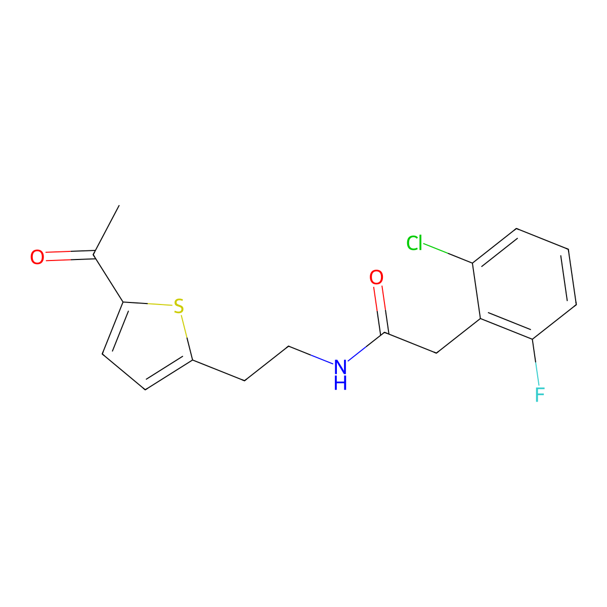 N-[2-(5-acetylthiophen-2-yl)ethyl]-2-(2-chloro-6-fluorophenyl)acetamide molecular structure, CAS 2034339-75-6
