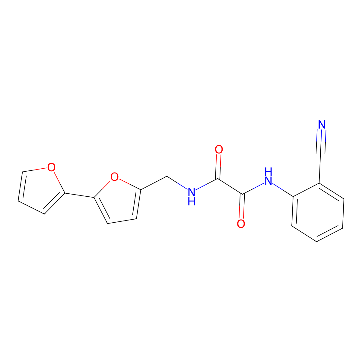 N1-([2,2'-bifuran]-5-ylmethyl)-N2-(2-cyanophenyl)oxalamide molecular structure, CAS 2034339-76-7