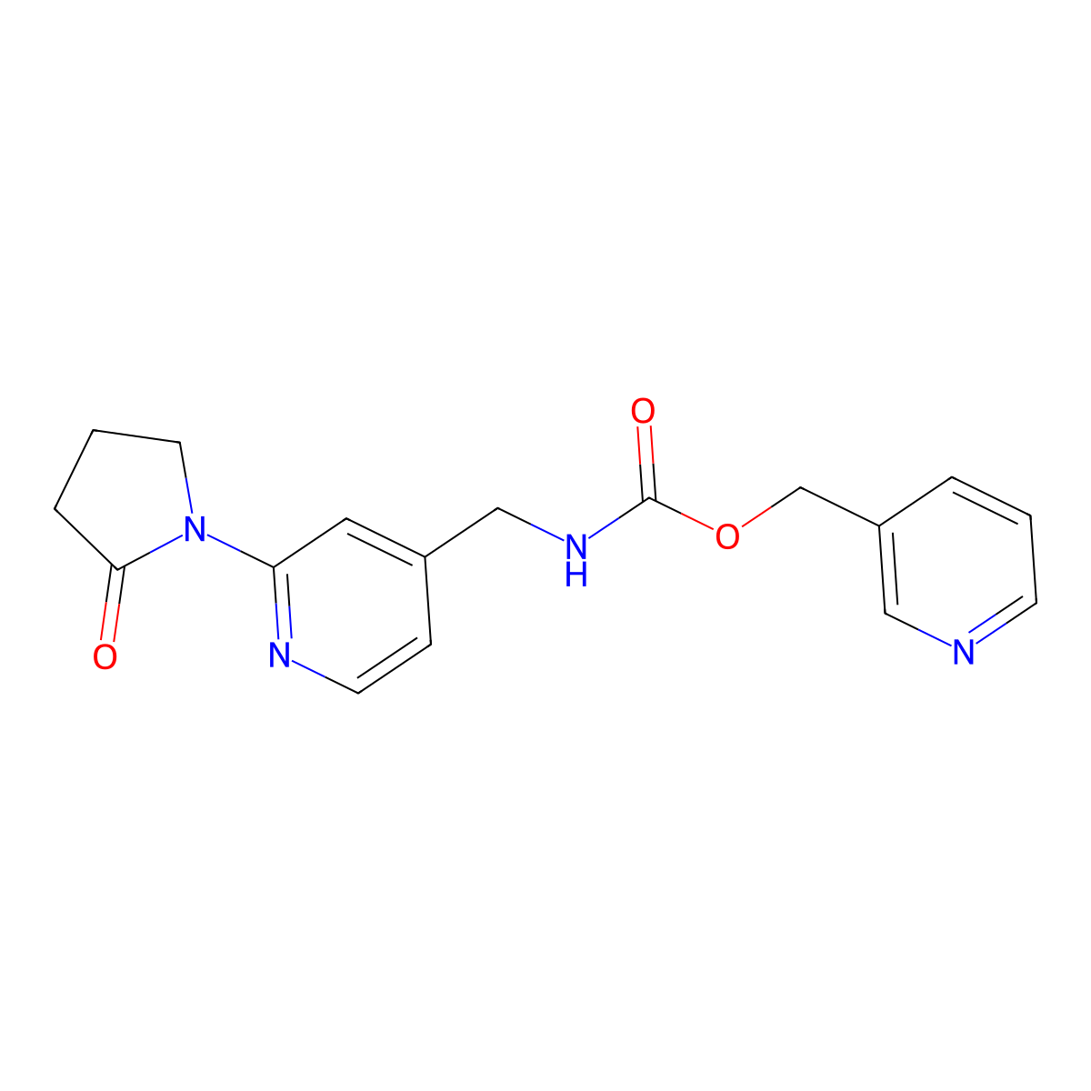 Pyridin-3-ylmethyl ((2-(2-oxopyrrolidin-1-yl)pyridin-4-yl)methyl)carbamate molecular structure, CAS 2034339-78-9
