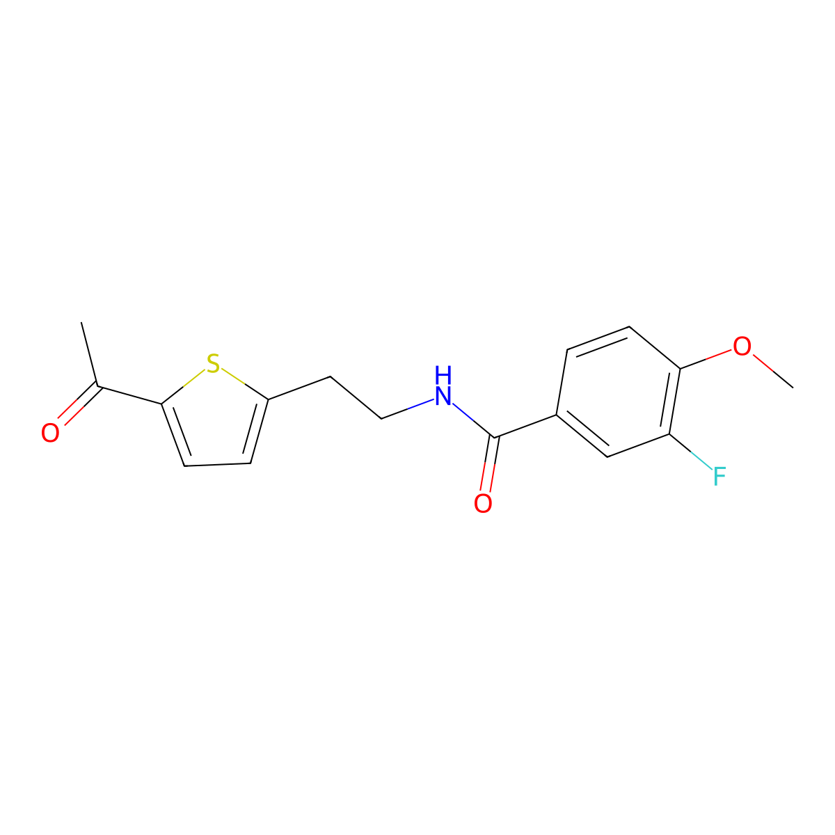 N-[2-(5-acetylthiophen-2-yl)ethyl]-3-fluoro-4-methoxybenzamide molecular structure, CAS 2034339-81-4