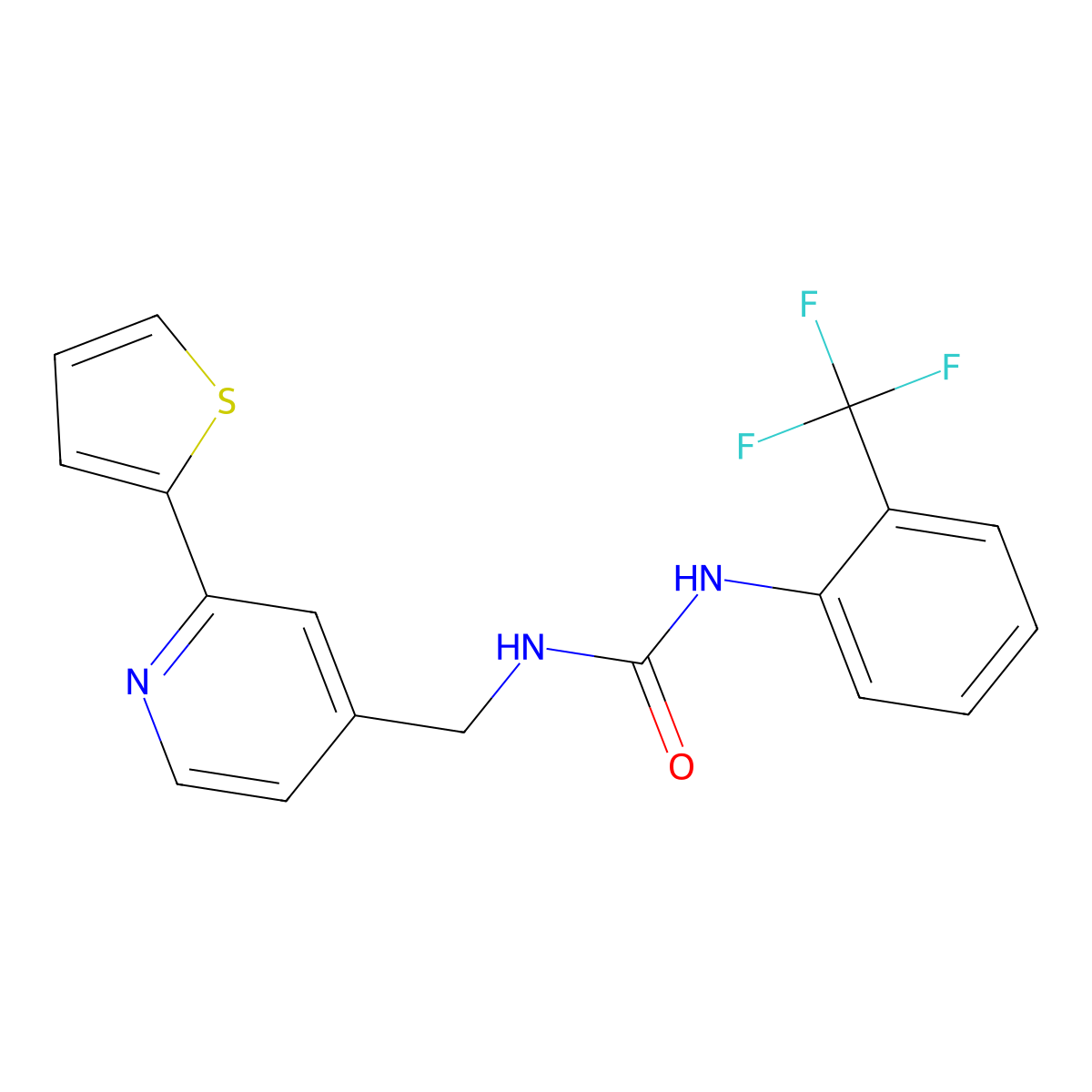 1-{[2-(Thiophen-2-yl)pyridin-4-yl]methyl}-3-[2-(trifluoromethyl)phenyl]urea molecular structure, CAS 2034339-82-5