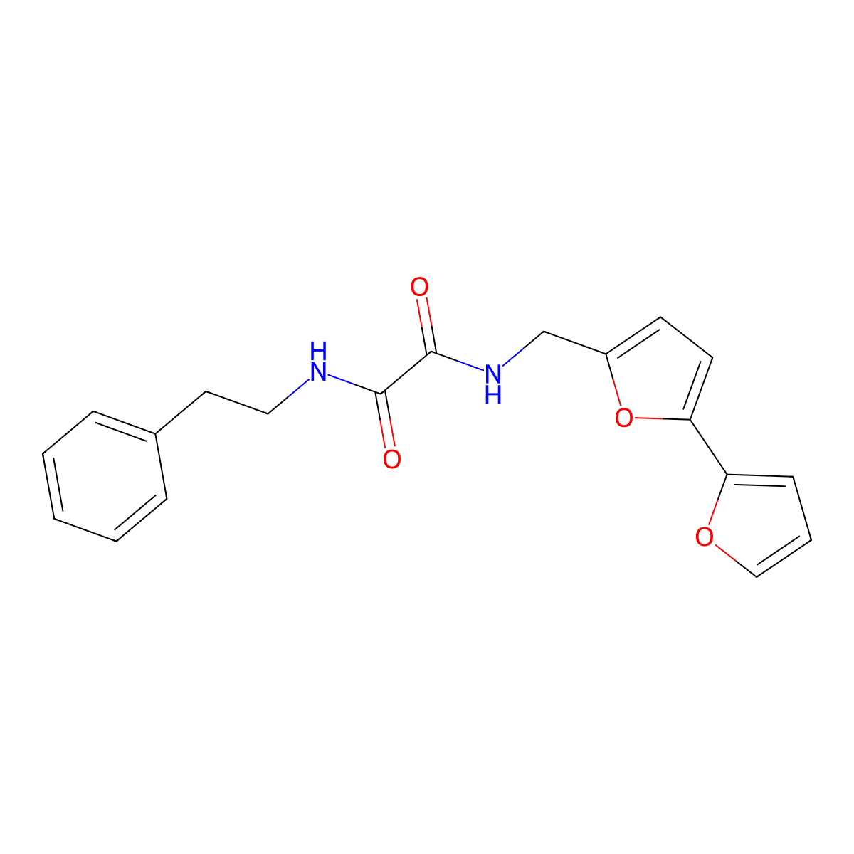 N1-([2,2'-bifuran]-5-ylmethyl)-N2-phenethyloxalamide molecular structure, CAS 2034339-84-7