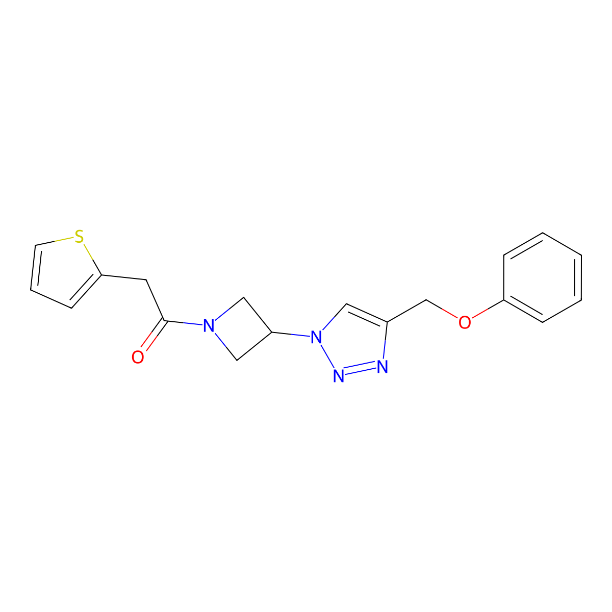 1-(3-(4-(phenoxymethyl)-1H-1,2,3-triazol-1-yl)azetidin-1-yl)-2-(thiophen-2-yl)ethanone molecular structure, CAS 2034339-88-1