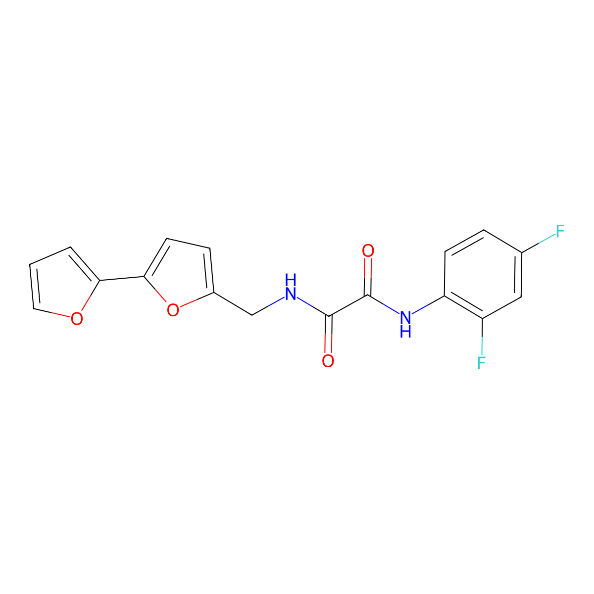 N-({[2,2'-bifuran]-5-yl}methyl)-N'-(2,4-difluorophenyl)ethanediamide molecular structure, CAS 2034339-90-5