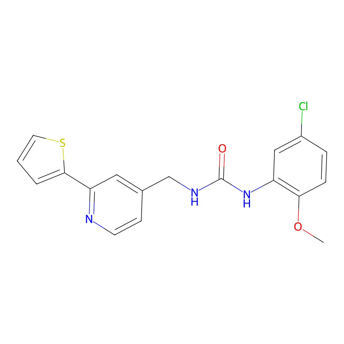 1-(5-Chloro-2-methoxyphenyl)-3-((2-(thiophen-2-yl)pyridin-4-yl)methyl)urea molecular structure, CAS 2034339-93-8