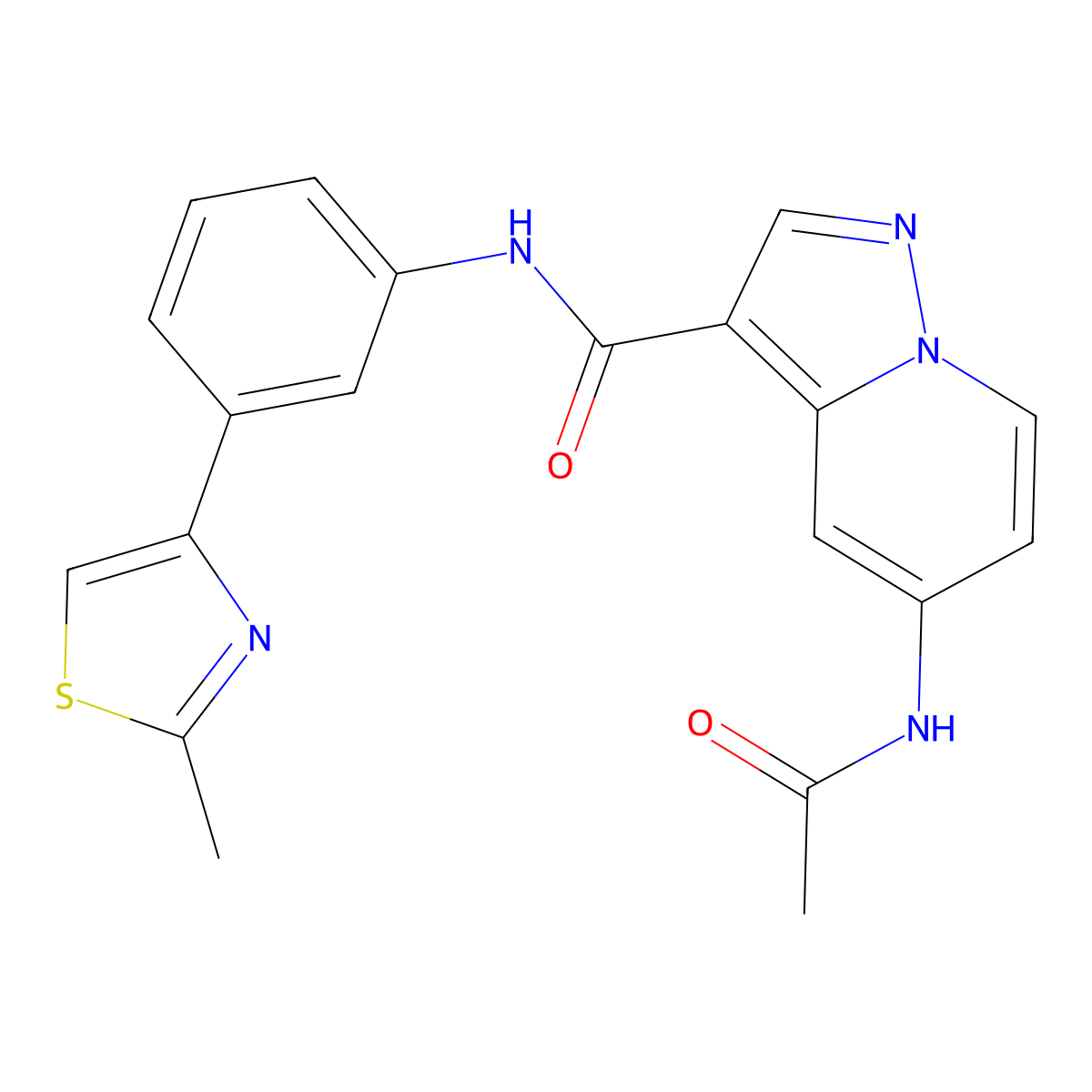 5-acetamido-N-(3-(2-methylthiazol-4-yl)phenyl)pyrazolo[1,5-a]pyridine-3-carboxamide molecular structure, CAS 2034339-94-9