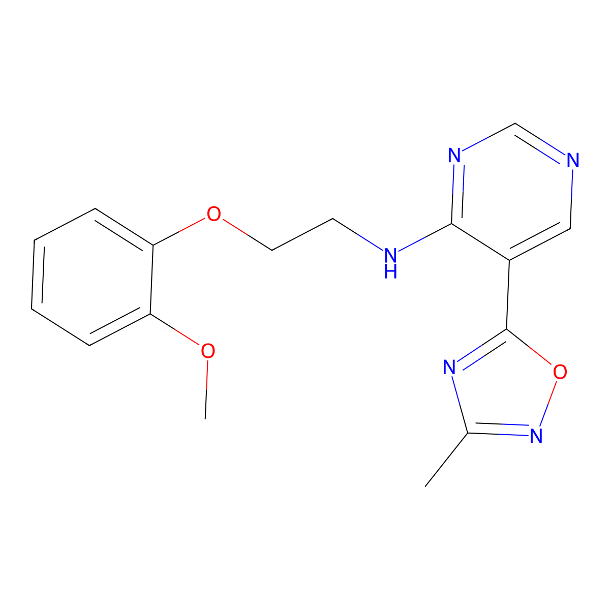 N-[2-(2-methoxyphenoxy)ethyl]-5-(3-methyl-1,2,4-oxadiazol-5-yl)pyrimidin-4-amine molecular structure, CAS 2034339-95-0
