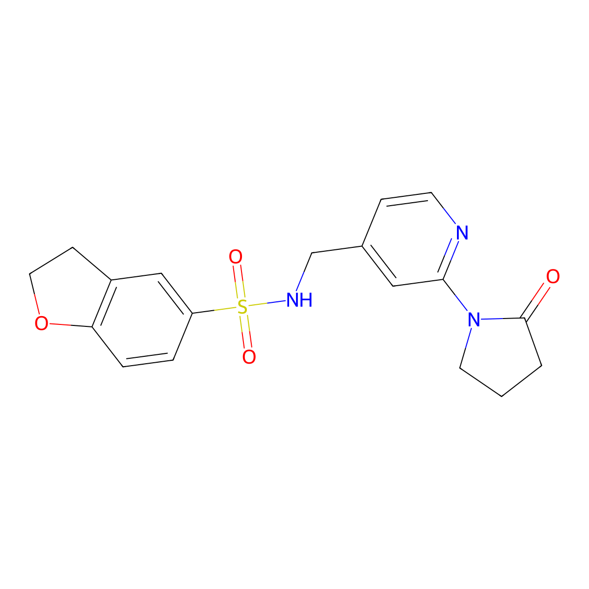N-((2-(2-oxopyrrolidin-1-yl)pyridin-4-yl)methyl)-2,3-dihydrobenzofuran-5-sulfonamide molecular structure, CAS 2034339-96-1