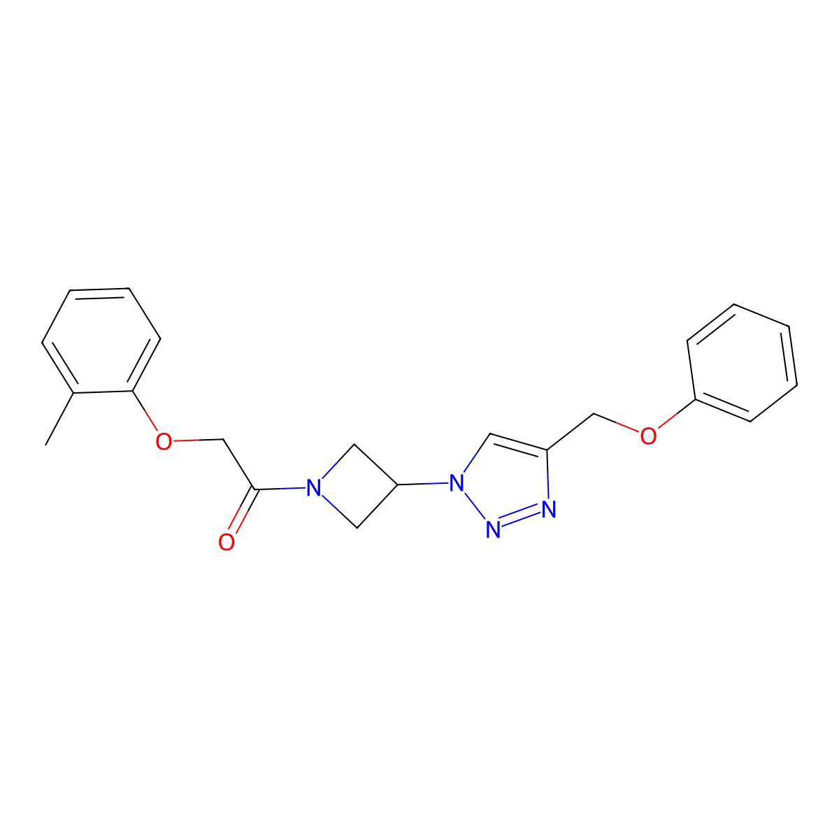 1-(3-(4-(phenoxymethyl)-1H-1,2,3-triazol-1-yl)azetidin-1-yl)-2-(o-tolyloxy)ethanone molecular structure, CAS 2034339-97-2