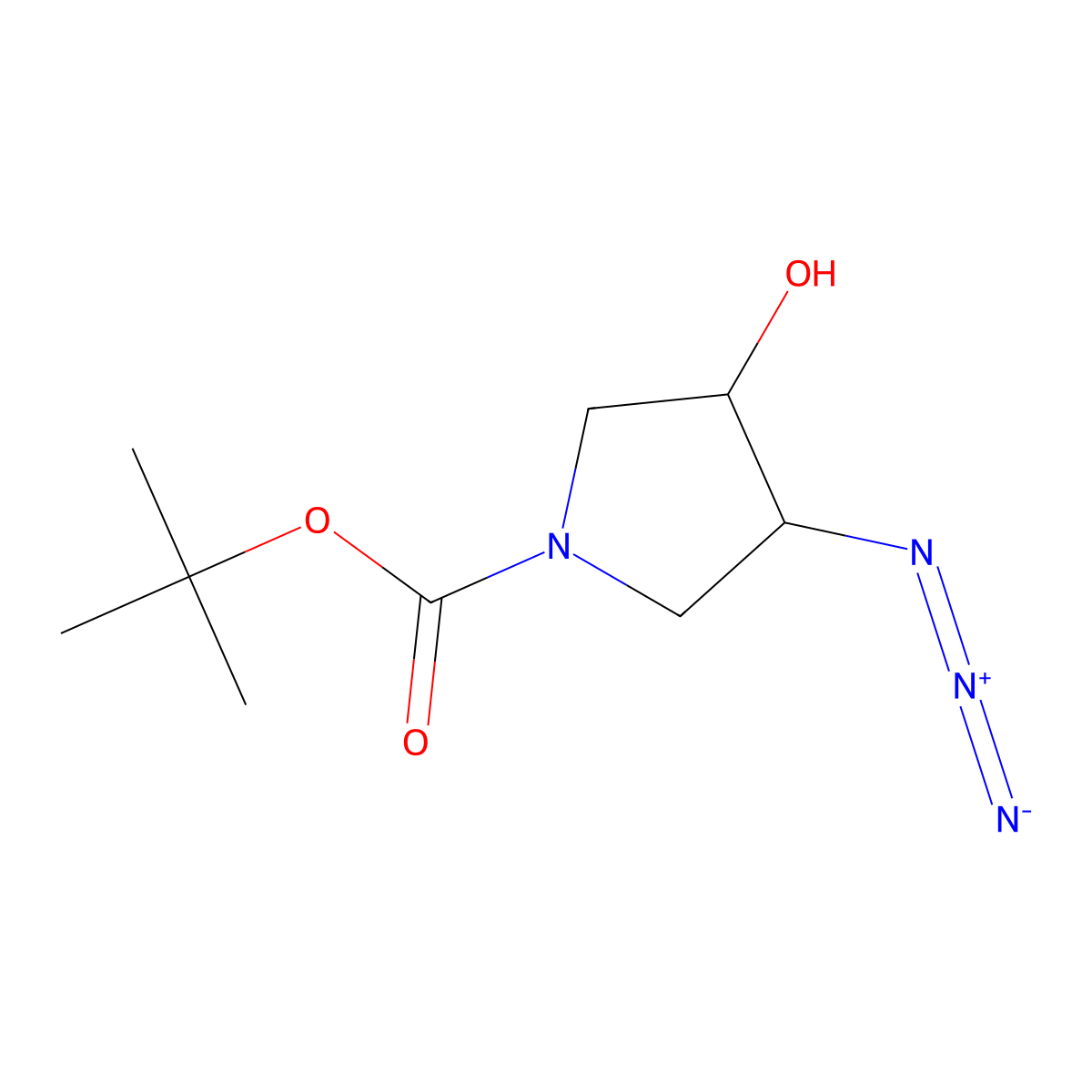 Tert-butyl 3-azido-4-hydroxypyrrolidine-1-carboxylate molecular structure, CAS 203434-45-1