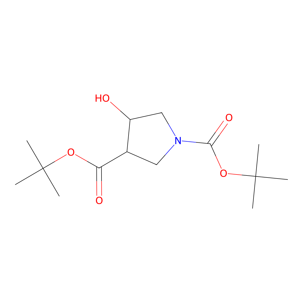 Di-tert-butyl 4-hydroxypyrrolidine-1,3-dicarboxylate molecular structure, CAS 203434-46-2