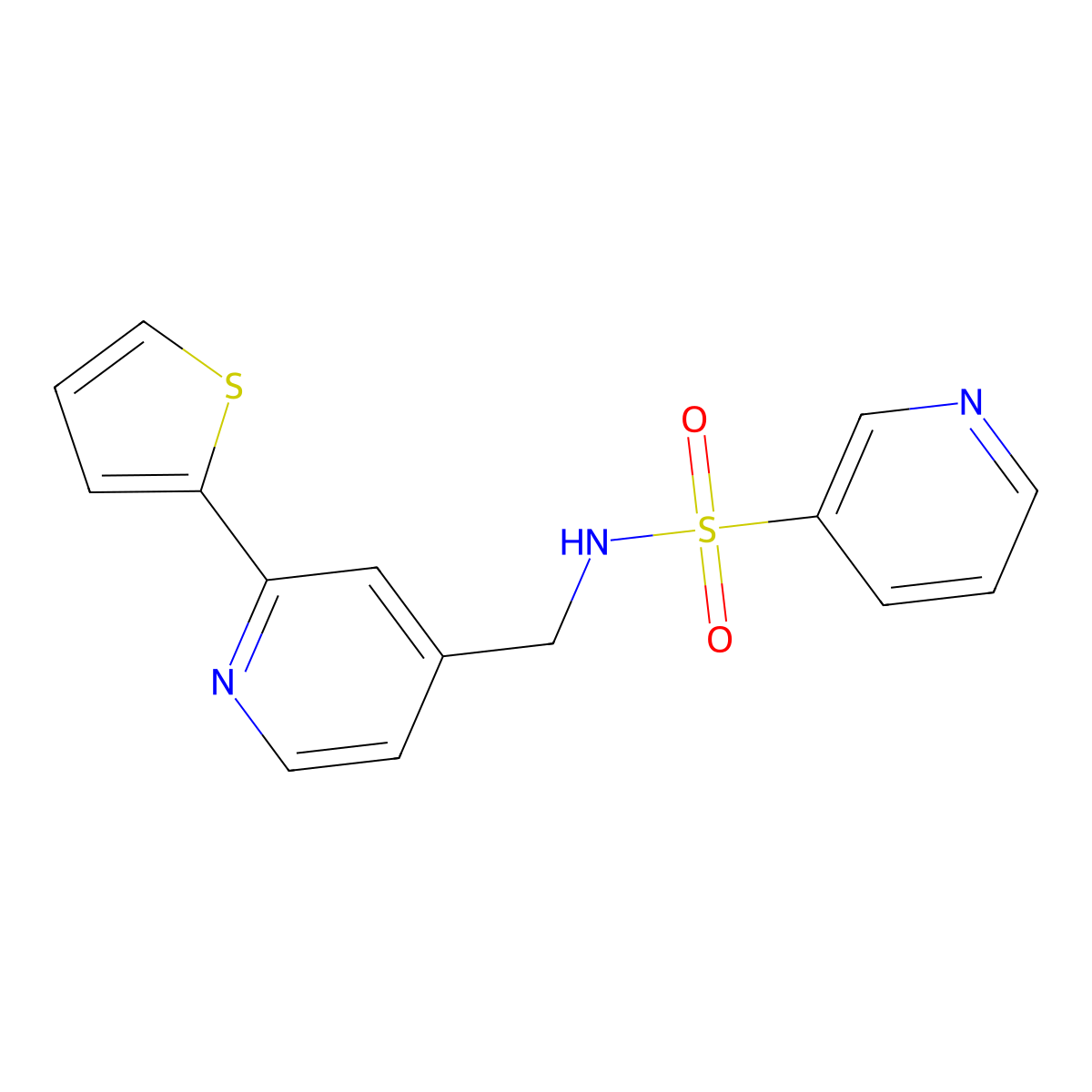 N-((2-(thiophen-2-yl)pyridin-4-yl)methyl)pyridine-3-sulfonamide molecular structure, CAS 2034340-03-7
