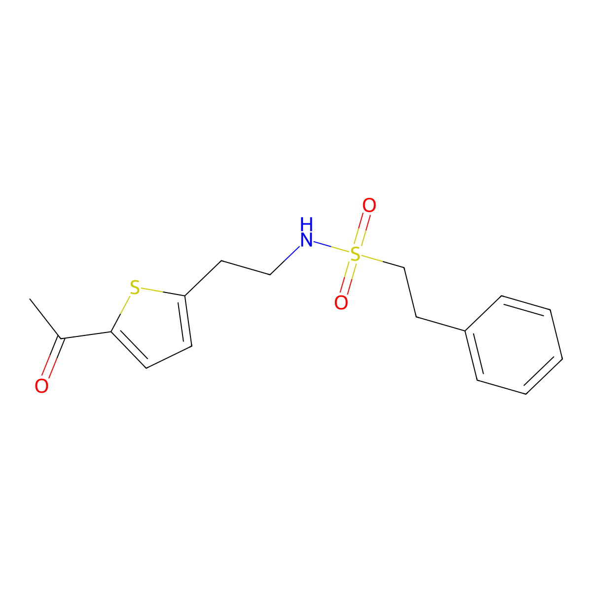 N-(2-(5-acetylthiophen-2-yl)ethyl)-2-phenylethanesulfonamide molecular structure, CAS 2034340-10-6