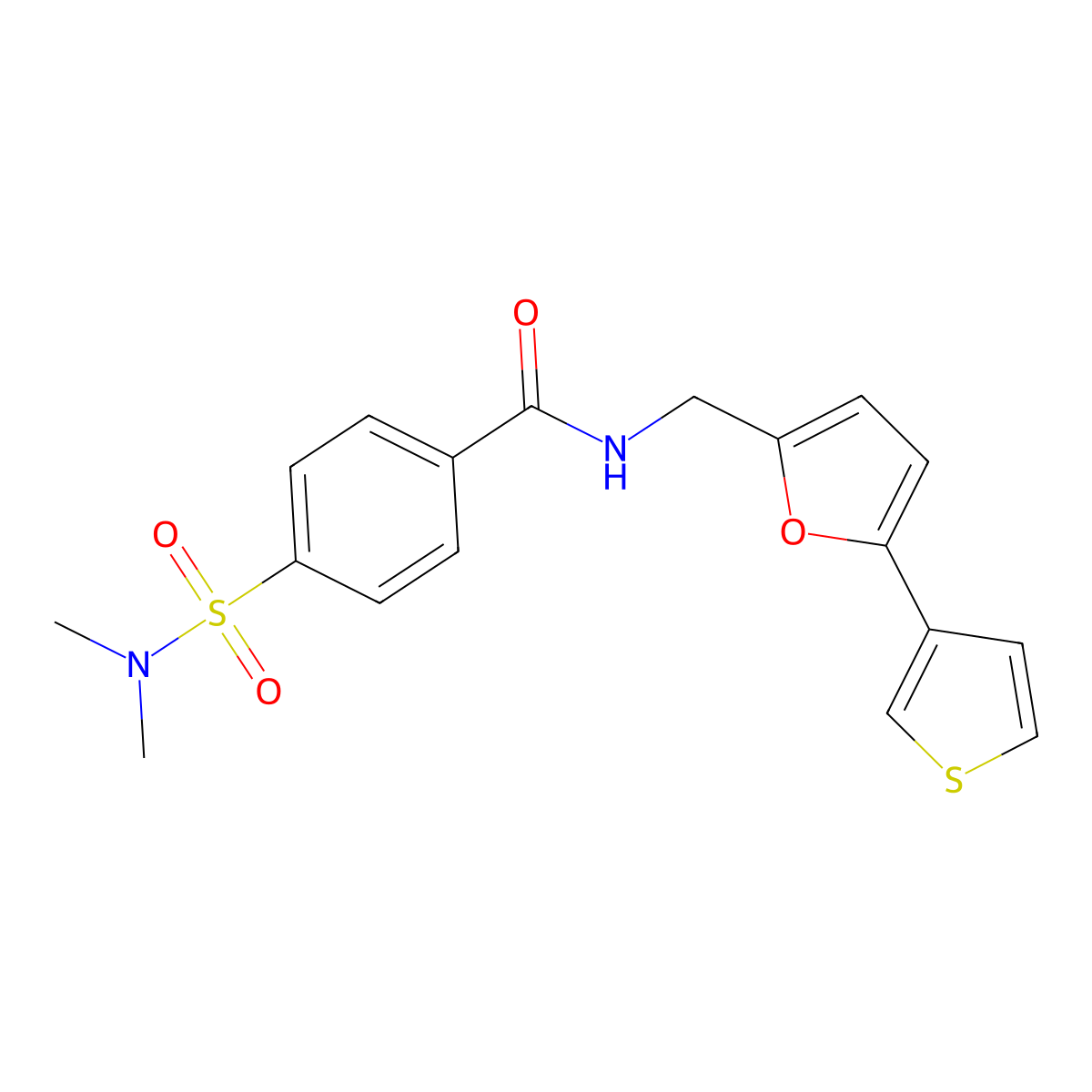 4-(N,N-dimethylsulfamoyl)-N-((5-(thiophen-3-yl)furan-2-yl)methyl)benzamide molecular structure, CAS 2034340-11-7
