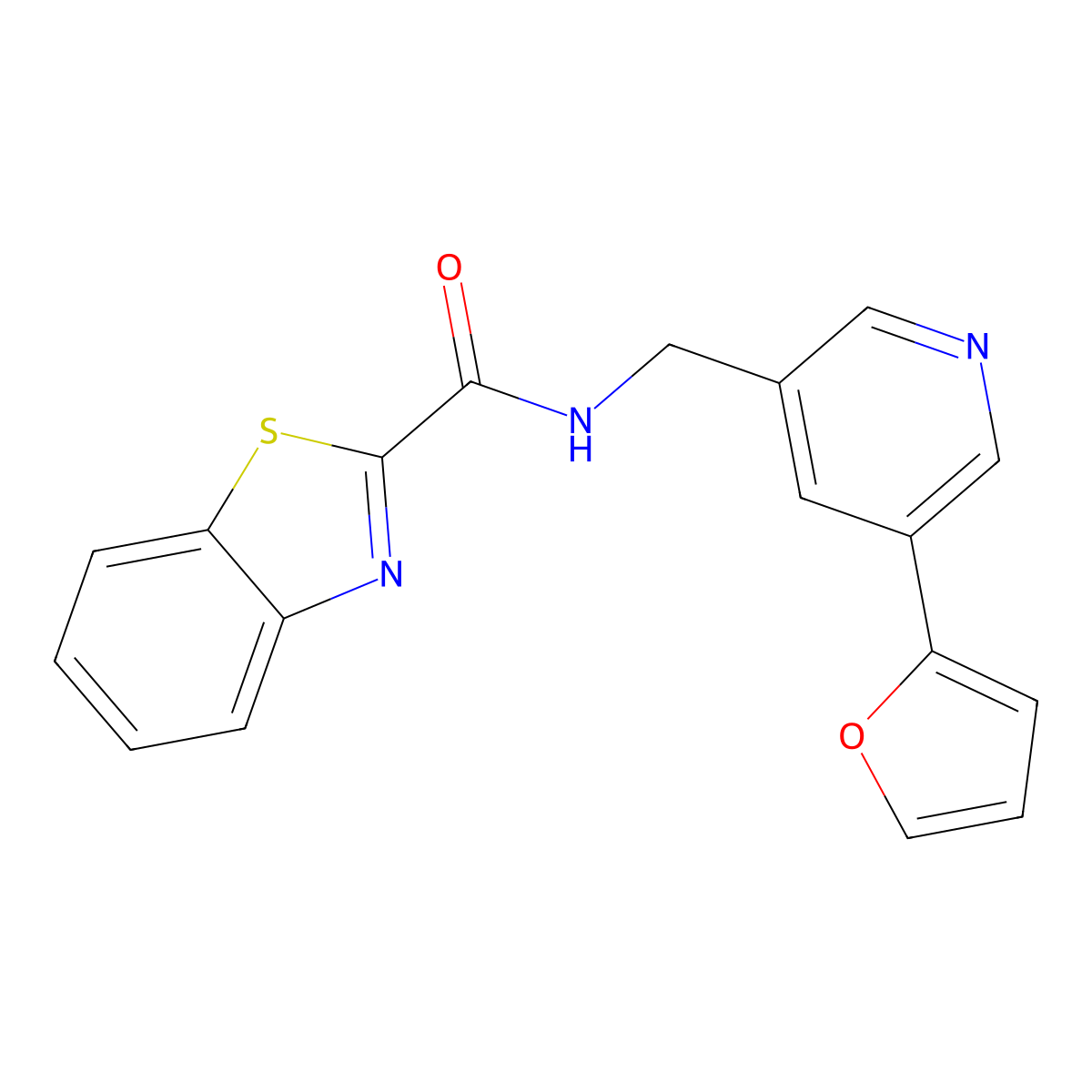 N-((5-(furan-2-yl)pyridin-3-yl)methyl)benzo[d]thiazole-2-carboxamide molecular structure, CAS 2034340-12-8