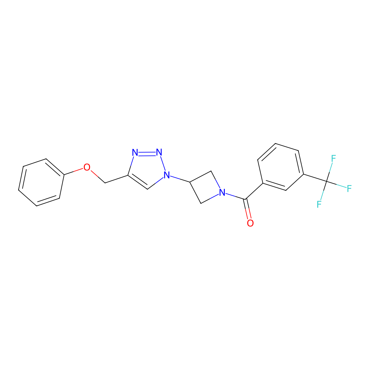 (3-(4-(phenoxymethyl)-1H-1,2,3-triazol-1-yl)azetidin-1-yl)(3-(trifluoromethyl)phenyl)methanone molecular structure, CAS 2034340-13-9