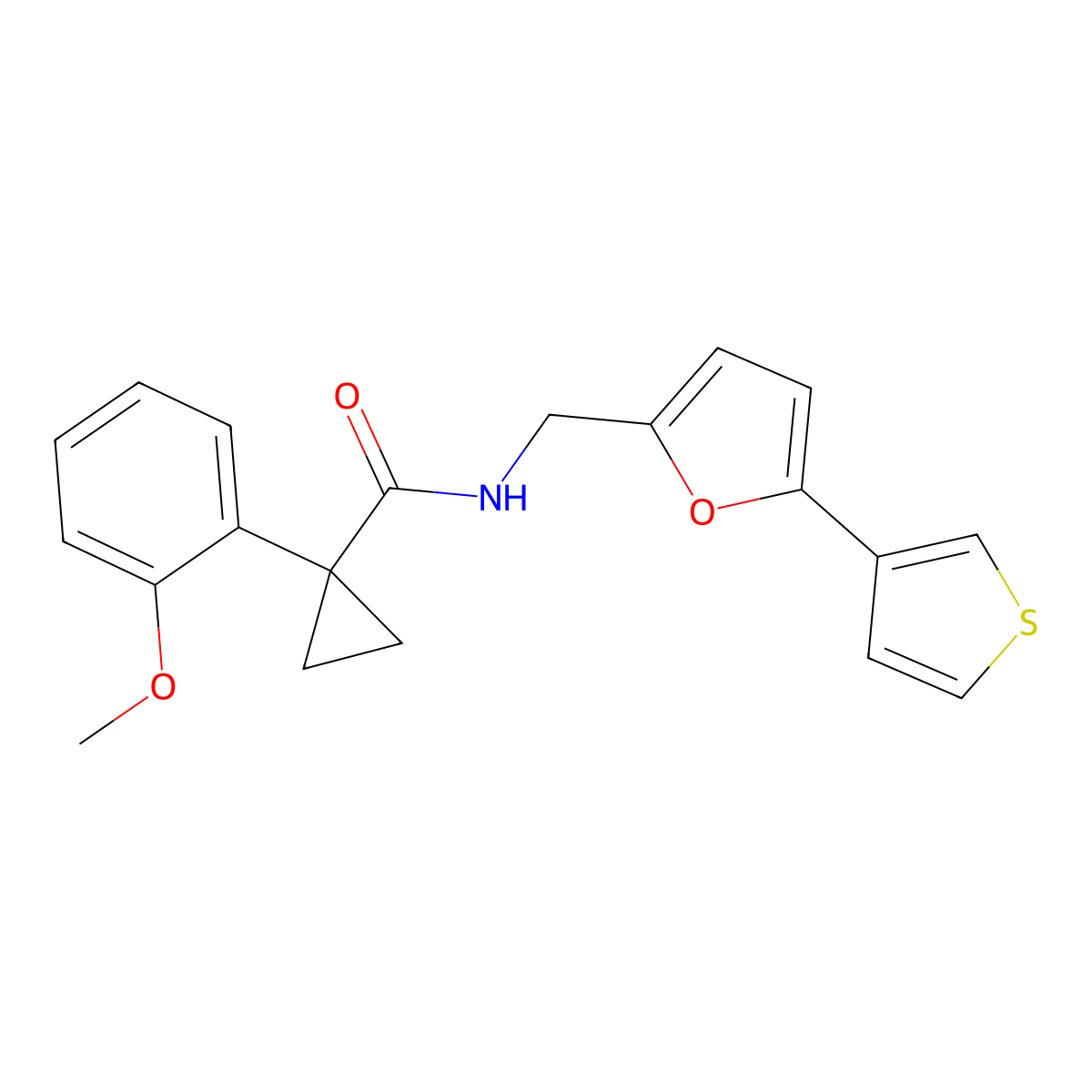 1-(2-methoxyphenyl)-N-((5-(thiophen-3-yl)furan-2-yl)methyl)cyclopropanecarboxamide molecular structure, CAS 2034340-17-3