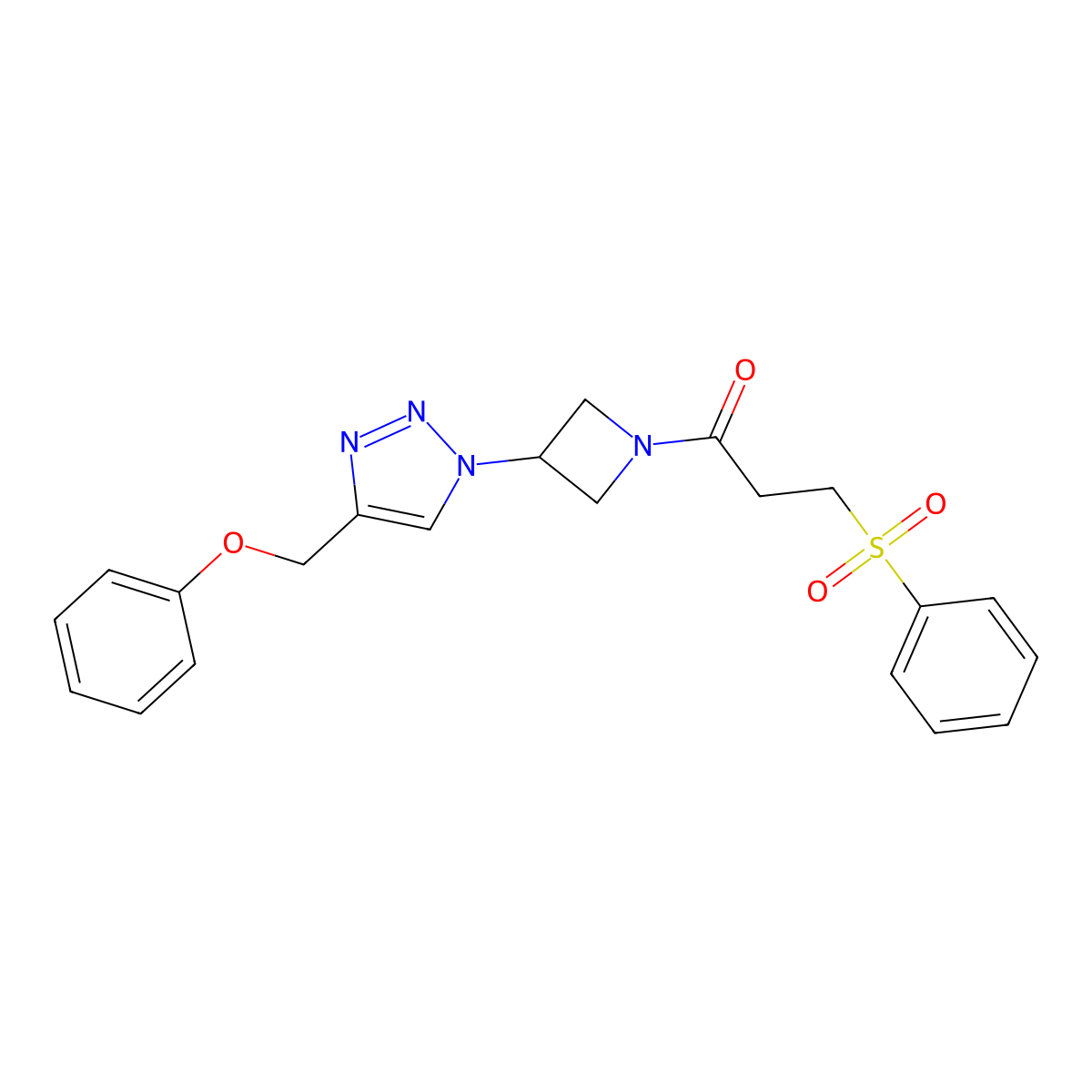 1-(3-(4-(phenoxymethyl)-1H-1,2,3-triazol-1-yl)azetidin-1-yl)-3-(phenylsulfonyl)propan-1-one molecular structure, CAS 2034340-19-5