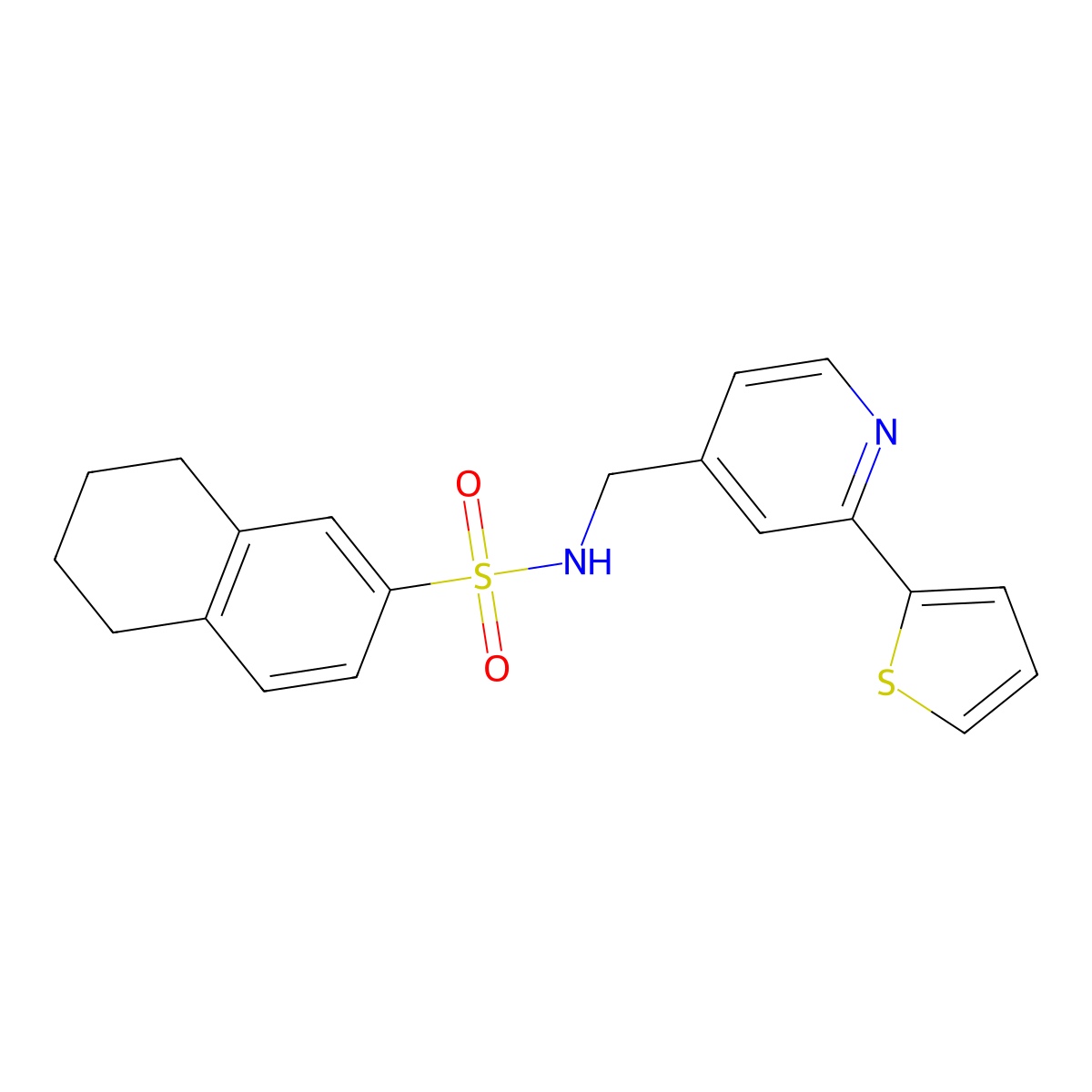N-{[2-(thiophen-2-yl)pyridin-4-yl]methyl}-5,6,7,8-tetrahydronaphthalene-2-sulfonamide molecular structure, CAS 2034340-20-8