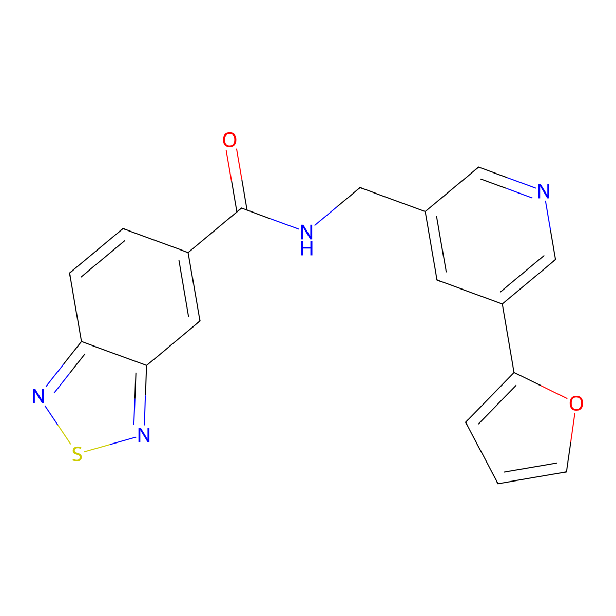 N-((5-(furan-2-yl)pyridin-3-yl)methyl)benzo[c][1,2,5]thiadiazole-5-carboxamide molecular structure, CAS 2034340-24-2