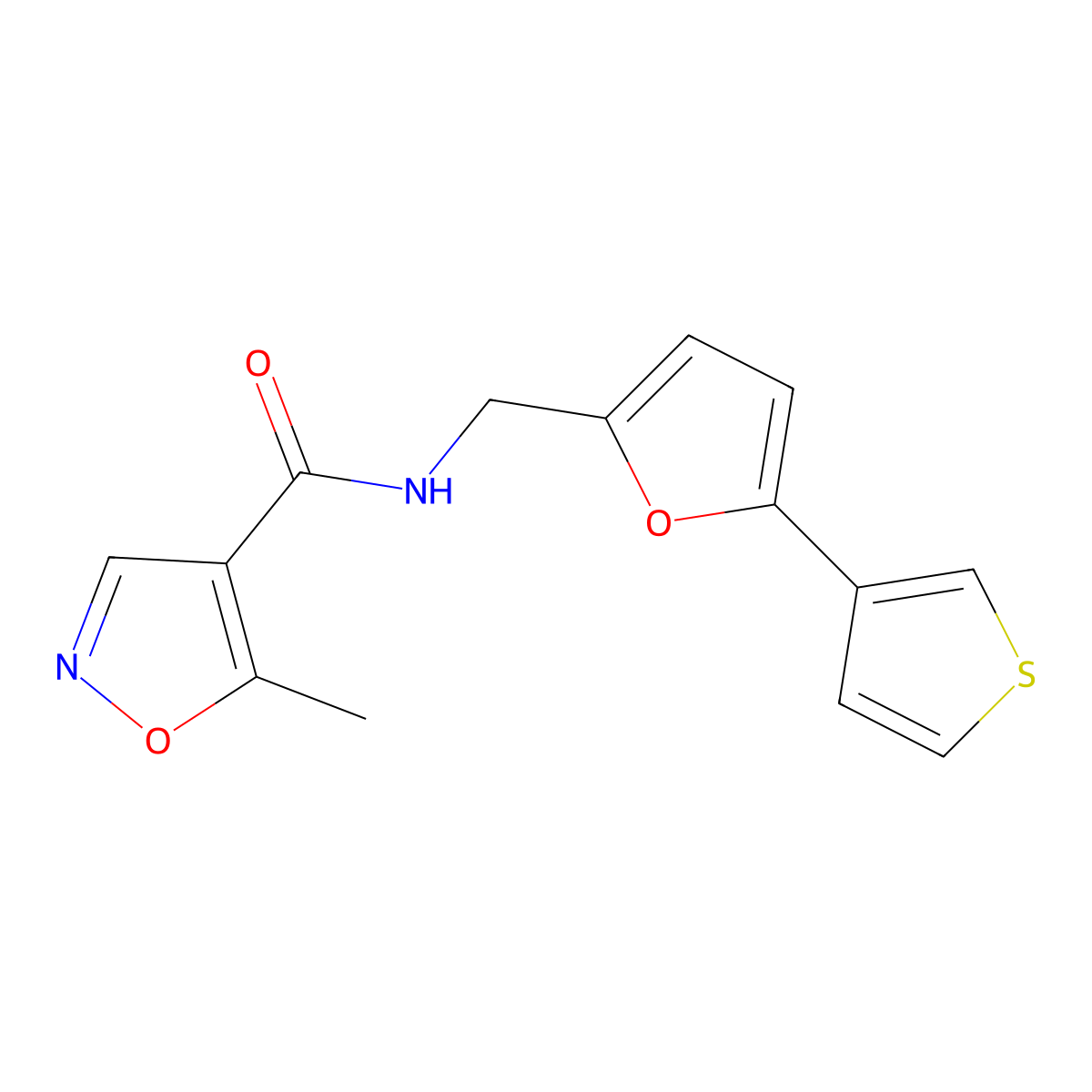 5-methyl-N-((5-(thiophen-3-yl)furan-2-yl)methyl)isoxazole-4-carboxamide molecular structure, CAS 2034340-25-3