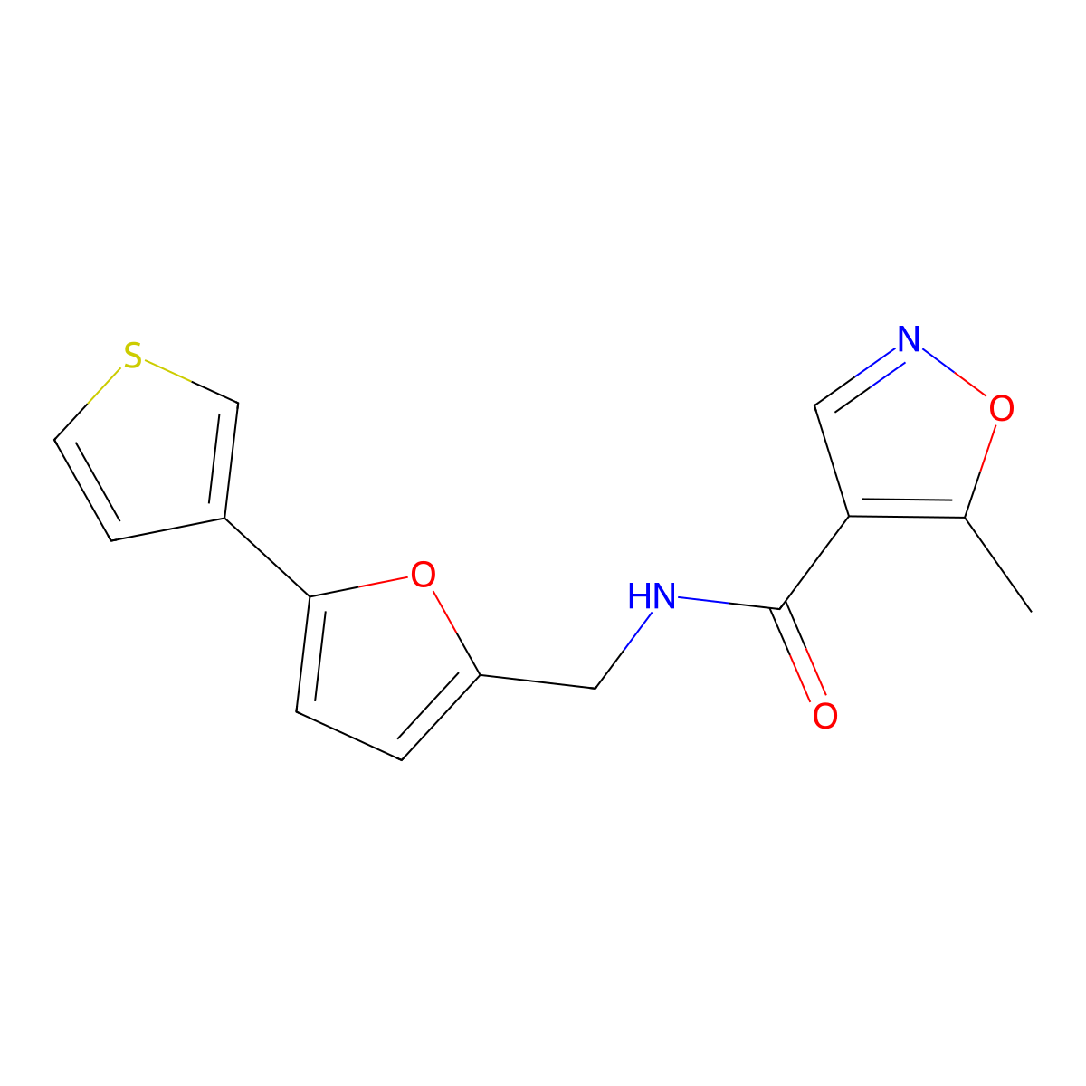 5-methyl-N-((5-(thiophen-3-yl)furan-2-yl)methyl)isoxazole-4-carboxamide molecular structure, CAS 2034340-25-3