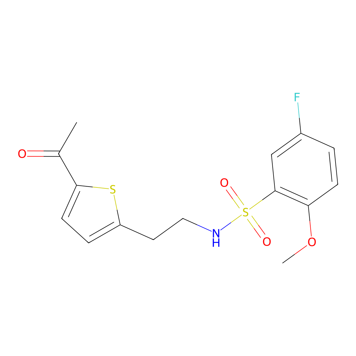 N-(2-(5-acetylthiophen-2-yl)ethyl)-5-fluoro-2-methoxybenzenesulfonamide molecular structure, CAS 2034340-26-4