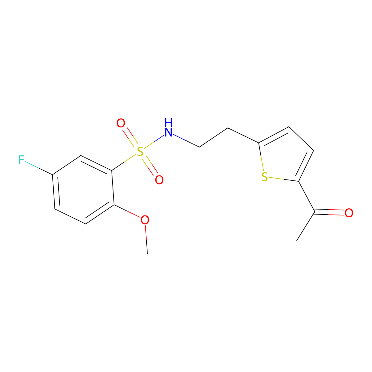 N-(2-(5-acetylthiophen-2-yl)ethyl)-5-fluoro-2-methoxybenzenesulfonamide molecular structure, CAS 2034340-26-4