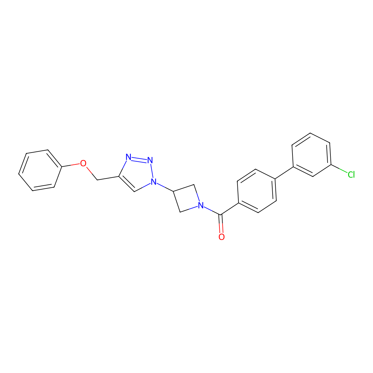 (3'-chloro-[1,1'-biphenyl]-4-yl)(3-(4-(phenoxymethyl)-1H-1,2,3-triazol-1-yl)azetidin-1-yl)methanone molecular structure, CAS 2034340-30-0