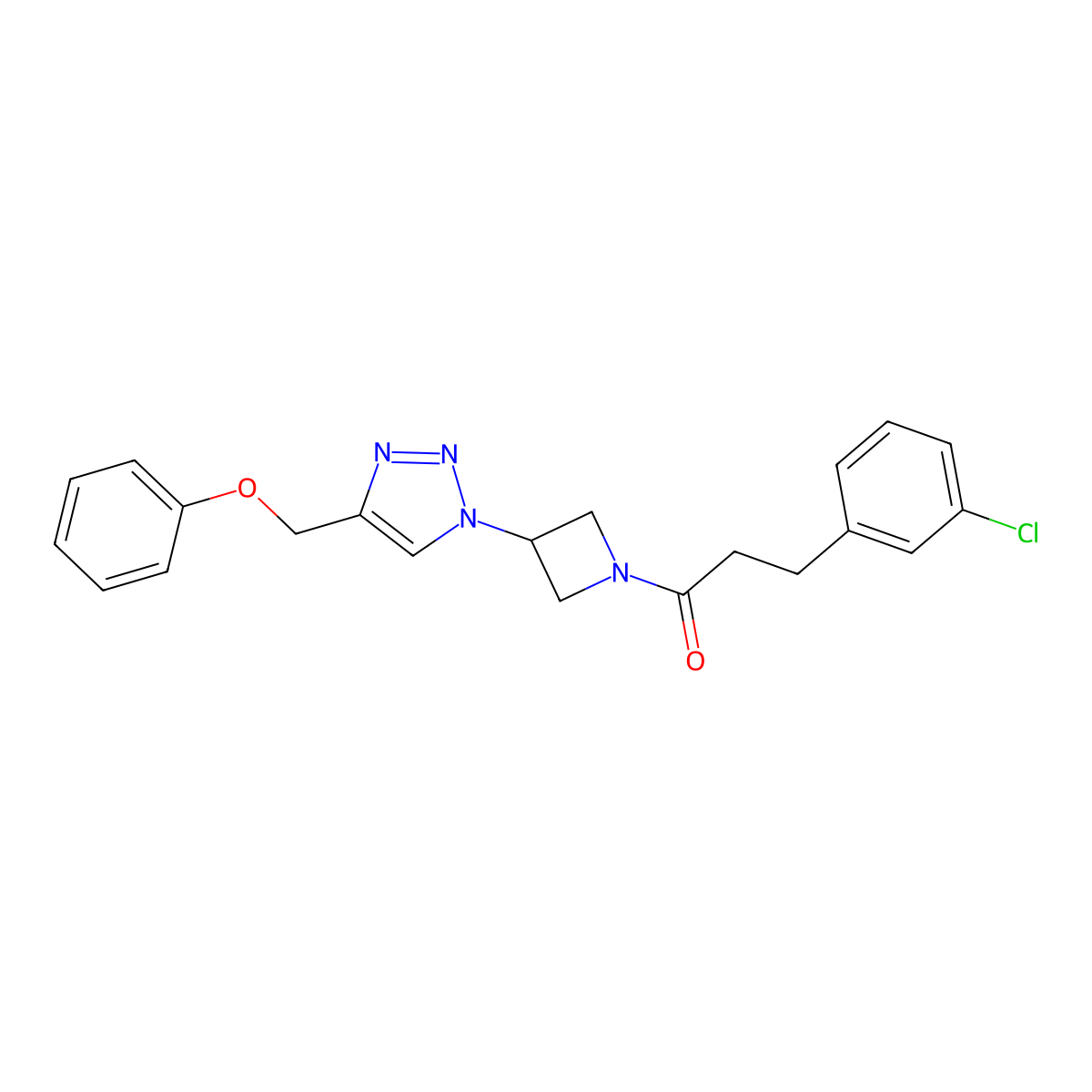 3-(3-chlorophenyl)-1-(3-(4-(phenoxymethyl)-1H-1,2,3-triazol-1-yl)azetidin-1-yl)propan-1-one molecular structure, CAS 2034340-37-7