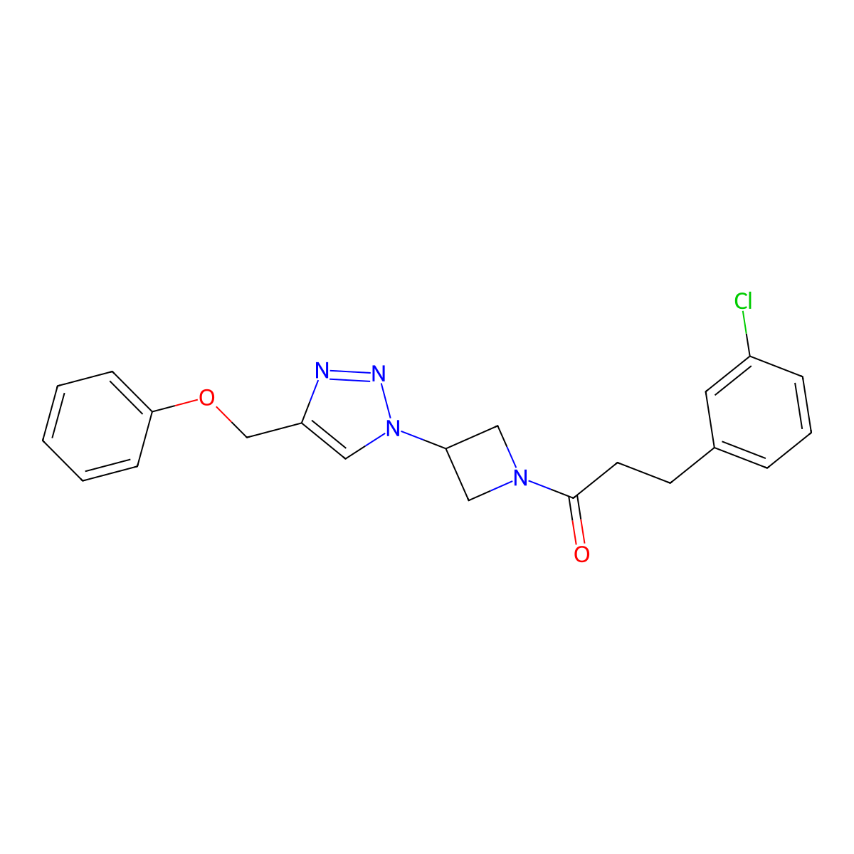 3-(3-chlorophenyl)-1-(3-(4-(phenoxymethyl)-1H-1,2,3-triazol-1-yl)azetidin-1-yl)propan-1-one molecular structure, CAS 2034340-37-7