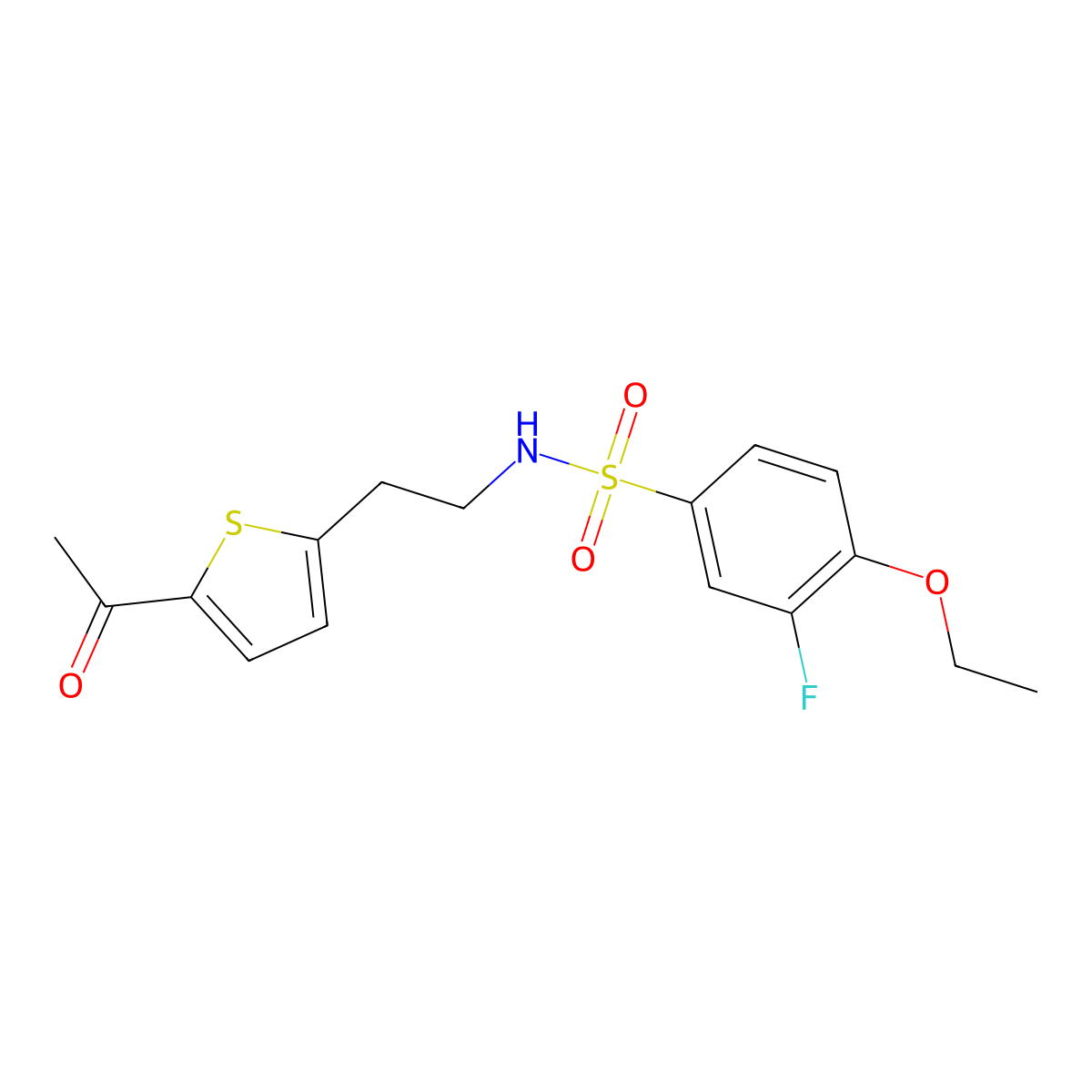 N-(2-(5-acetylthiophen-2-yl)ethyl)-4-ethoxy-3-fluorobenzenesulfonamide molecular structure, CAS 2034340-40-2
