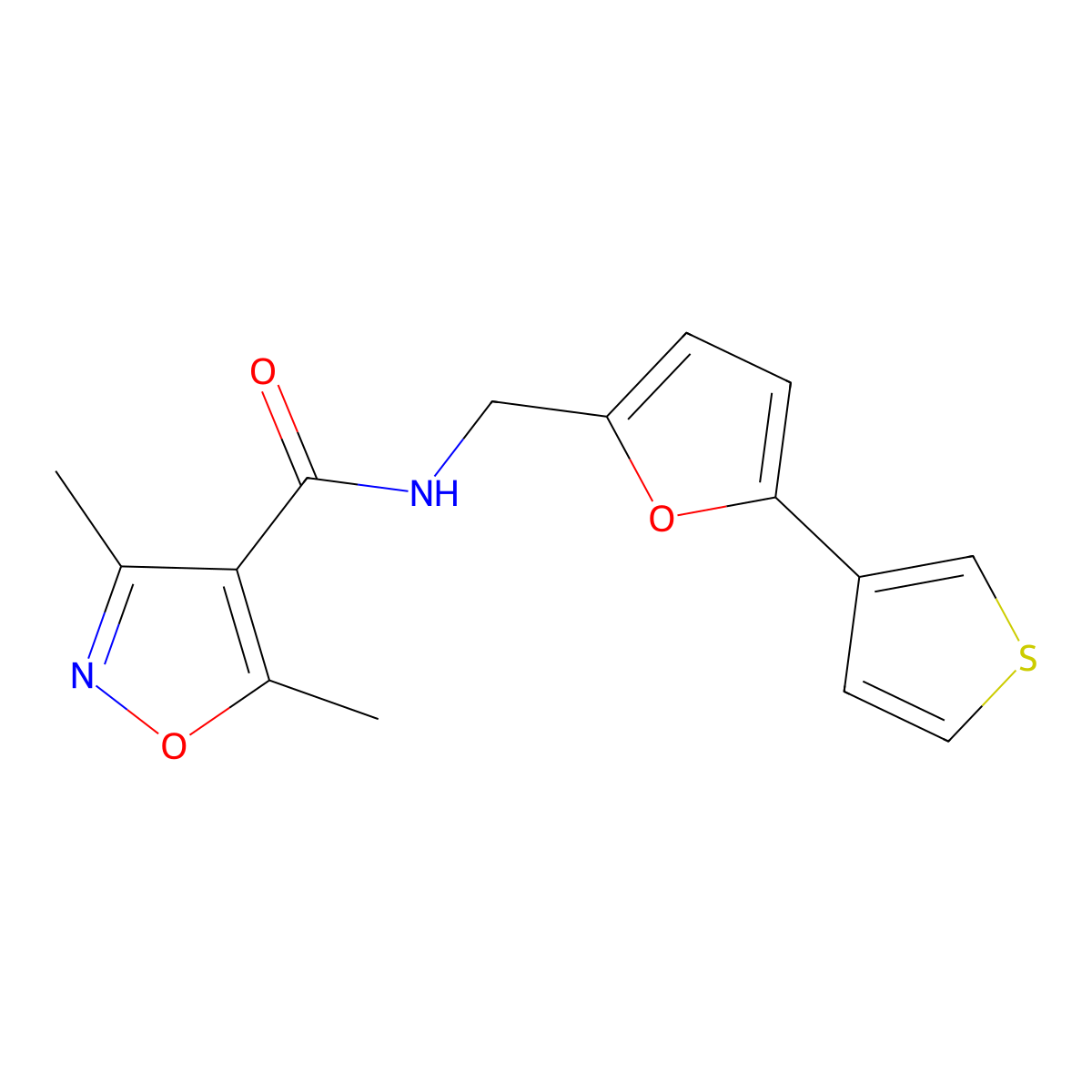 3,5-dimethyl-N-((5-(thiophen-3-yl)furan-2-yl)methyl)isoxazole-4-carboxamide molecular structure, CAS 2034340-43-5