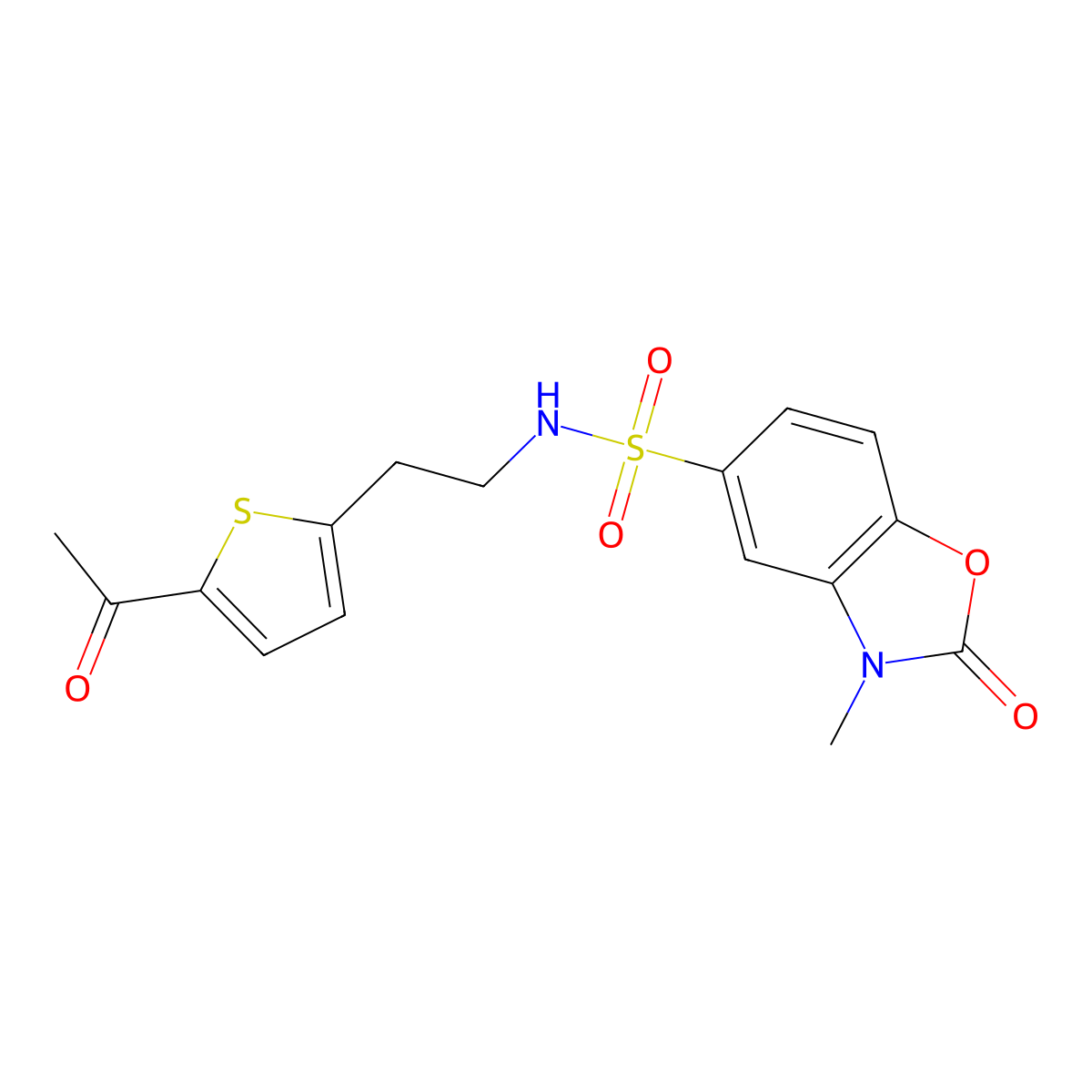 N-(2-(5-acetylthiophen-2-yl)ethyl)-3-methyl-2-oxo-2,3-dihydrobenzo[d]oxazole-5-sulfonamide molecular structure, CAS 2034340-55-9