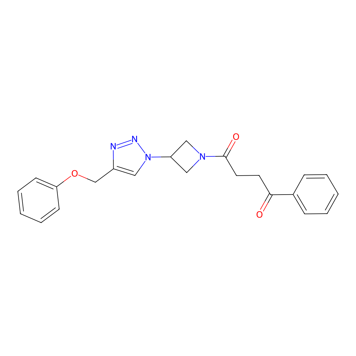 1-{3-[4-(phenoxymethyl)-1H-1,2,3-triazol-1-yl]azetidin-1-yl}-4-phenylbutane-1,4-dione molecular structure, CAS 2034340-71-9