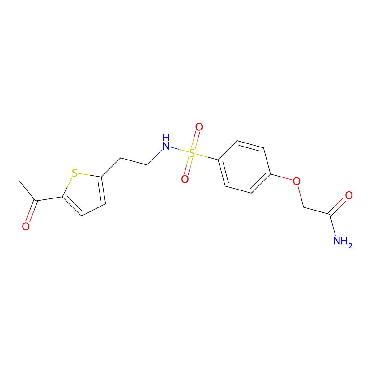 2-(4-(N-(2-(5-acetylthiophen-2-yl)ethyl)sulfamoyl)phenoxy)acetamide molecular structure, CAS 2034340-72-0