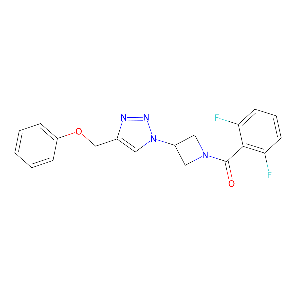 (2,6-difluorophenyl)(3-(4-(phenoxymethyl)-1H-1,2,3-triazol-1-yl)azetidin-1-yl)methanone molecular structure, CAS 2034340-81-1