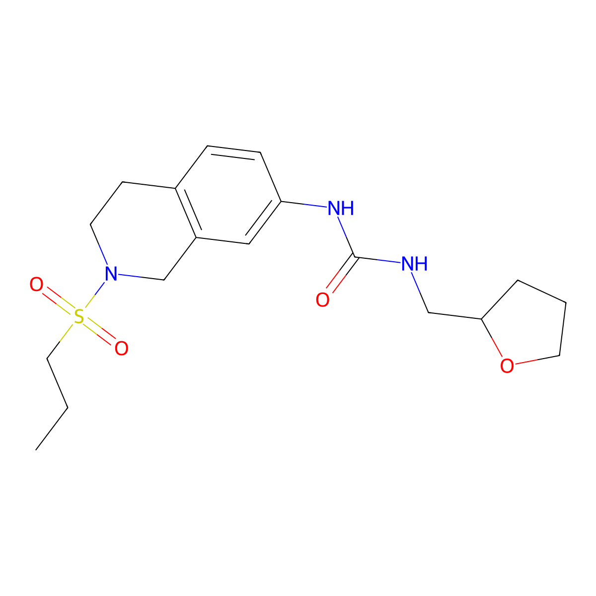 1-(2-(Propylsulfonyl)-1,2,3,4-tetrahydroisoquinolin-7-yl)-3-((tetrahydrofuran-2-yl)methyl)urea molecular structure, CAS 2034340-83-3