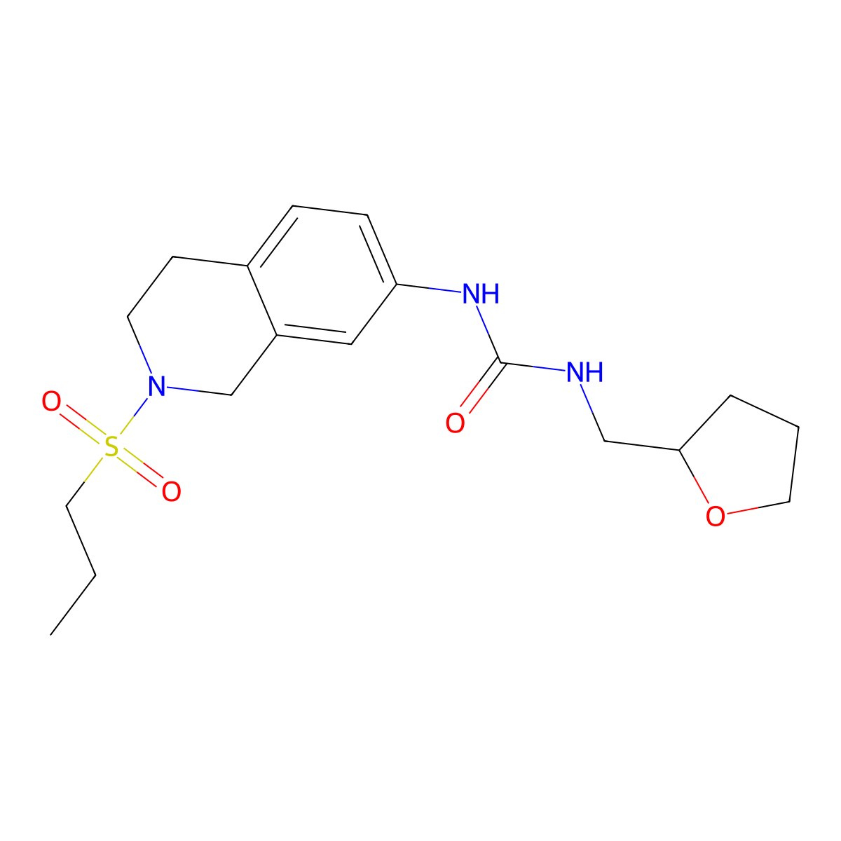 1-(2-(Propylsulfonyl)-1,2,3,4-tetrahydroisoquinolin-7-yl)-3-((tetrahydrofuran-2-yl)methyl)urea molecular structure, CAS 2034340-83-3