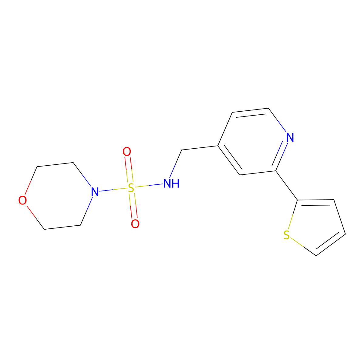 N-{[2-(thiophen-2-yl)pyridin-4-yl]methyl}morpholine-4-sulfonamide molecular structure, CAS 2034341-01-8