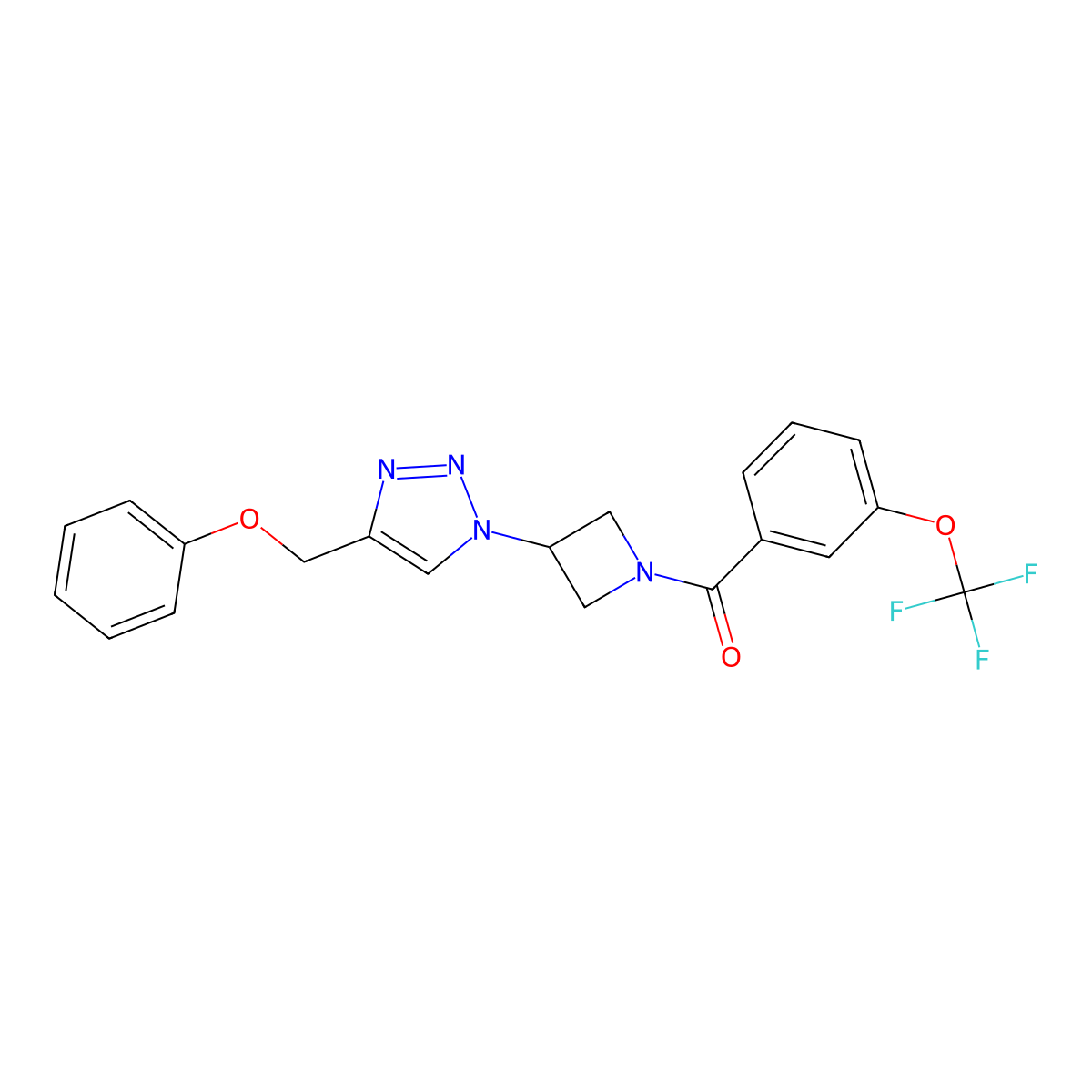 (3-(4-(phenoxymethyl)-1H-1,2,3-triazol-1-yl)azetidin-1-yl)(3-(trifluoromethoxy)phenyl)methanone molecular structure, CAS 2034341-04-1