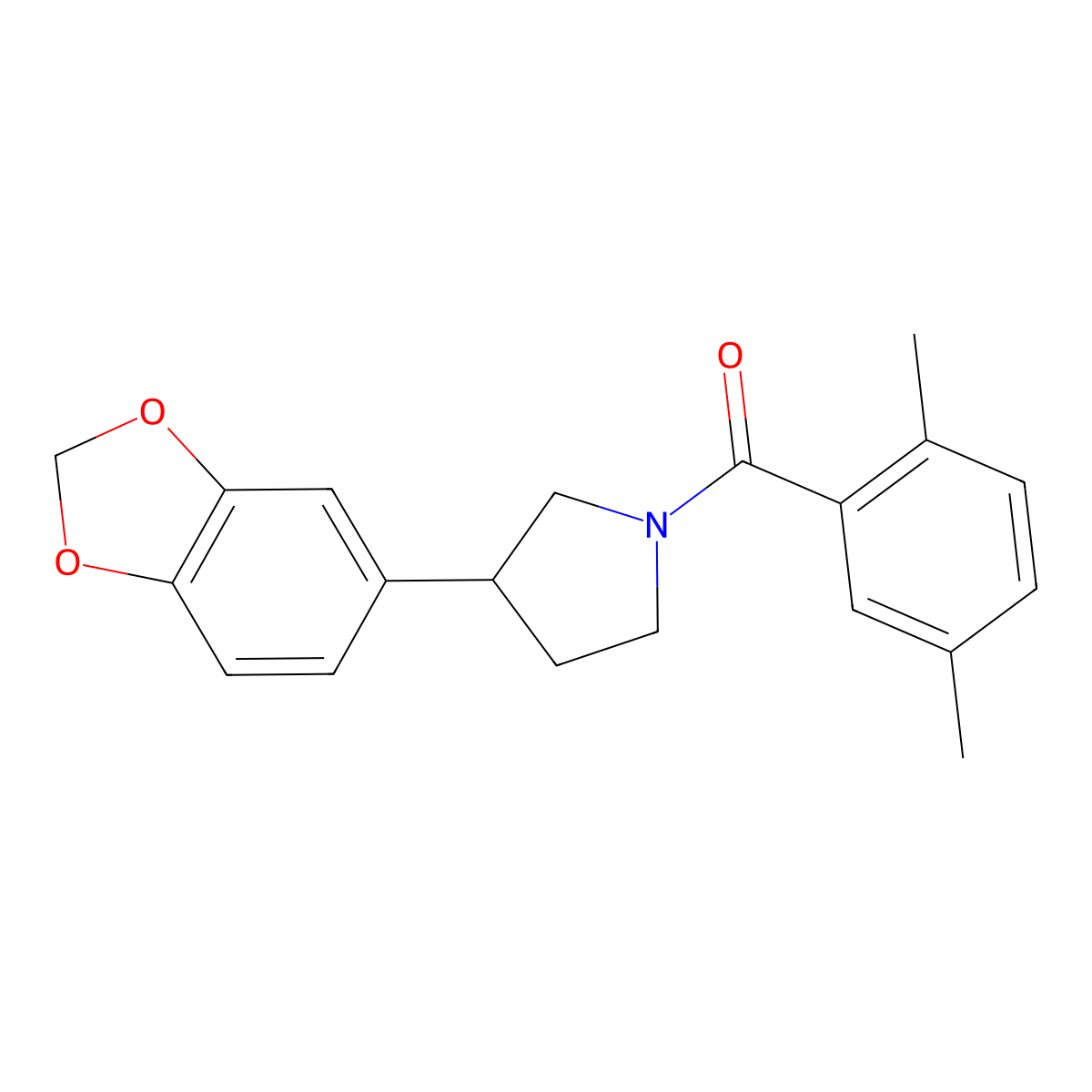 (3-(Benzo[d][1,3]dioxol-5-yl)pyrrolidin-1-yl)(2,5-dimethylphenyl)methanone molecular structure, CAS 2034341-07-4