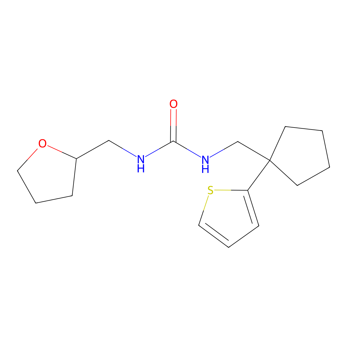 1-((Tetrahydrofuran-2-yl)methyl)-3-((1-(thiophen-2-yl)cyclopentyl)methyl)urea molecular structure, CAS 2034341-08-5