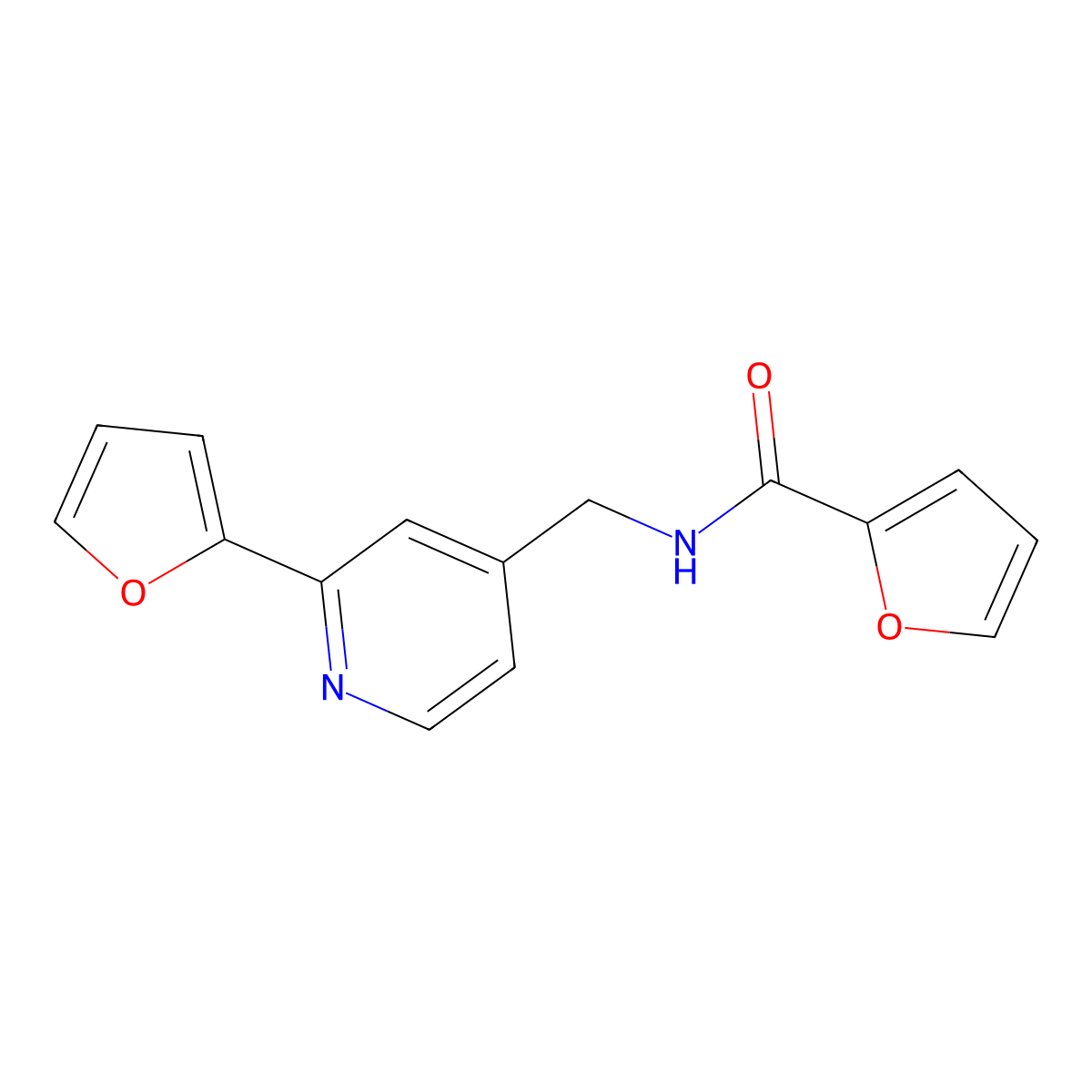 N-((2-(furan-2-yl)pyridin-4-yl)methyl)furan-2-carboxamide molecular structure, CAS 2034341-10-9