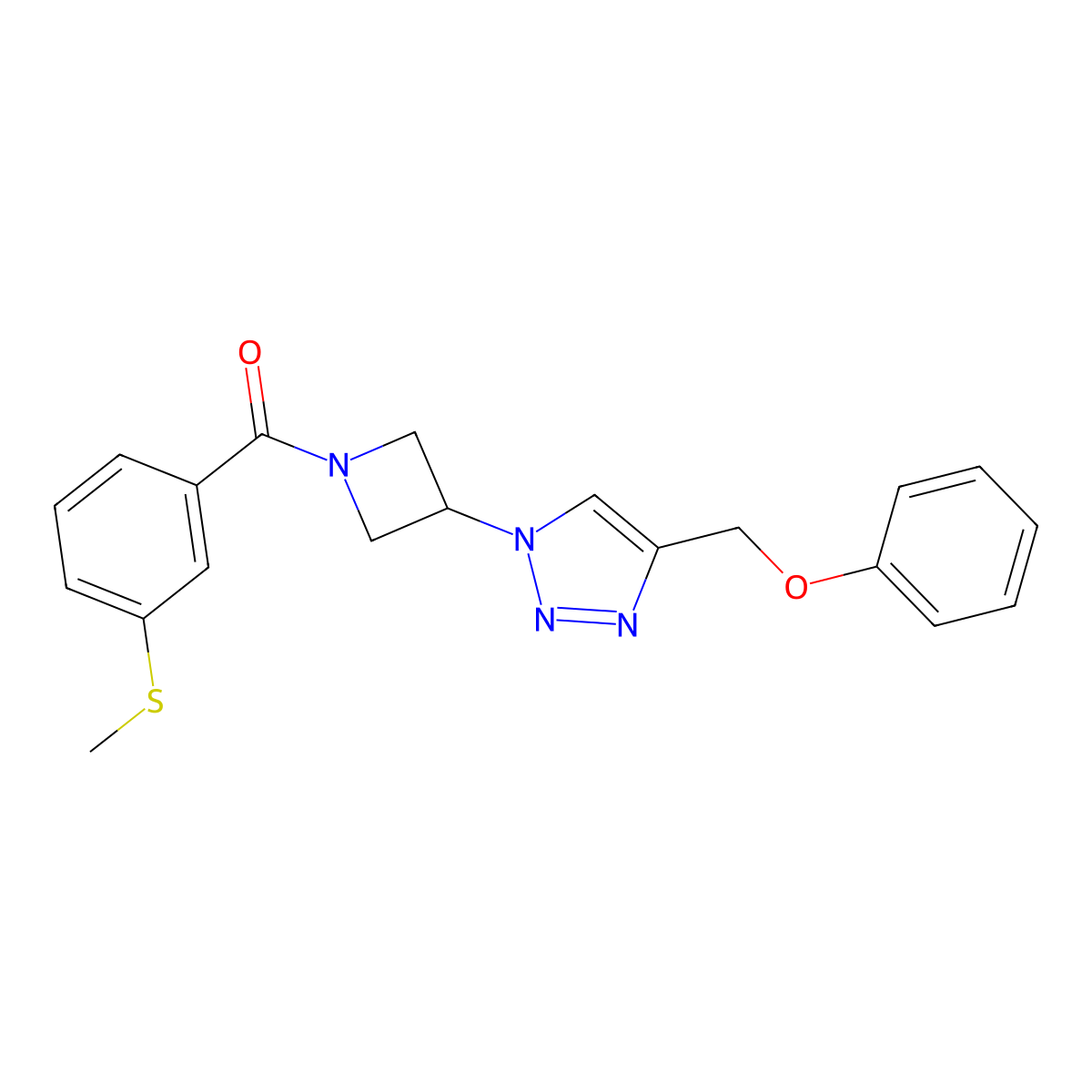 (3-(methylthio)phenyl)(3-(4-(phenoxymethyl)-1H-1,2,3-triazol-1-yl)azetidin-1-yl)methanone molecular structure, CAS 2034341-11-0