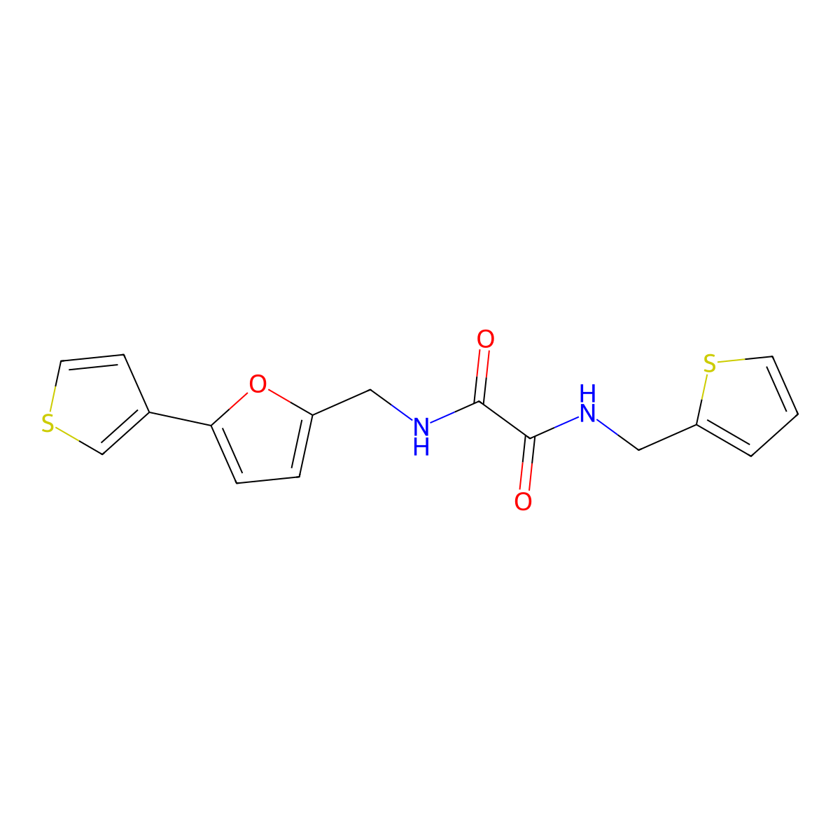 N1-(thiophen-2-ylmethyl)-N2-((5-(thiophen-3-yl)furan-2-yl)methyl)oxalamide molecular structure, CAS 2034341-14-3