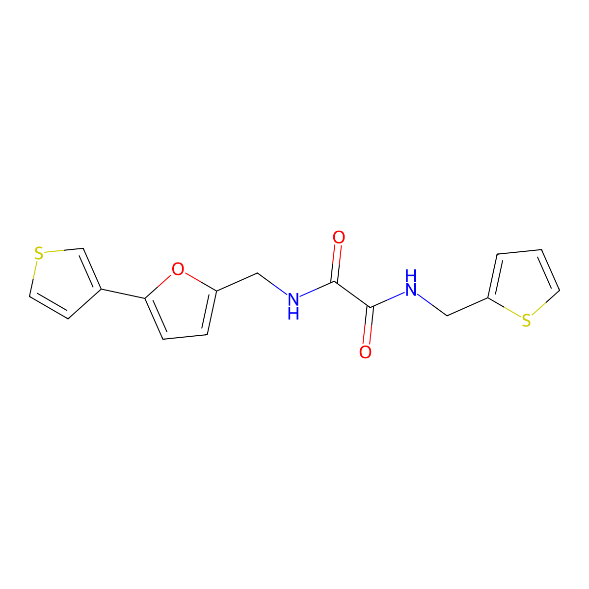 N1-(thiophen-2-ylmethyl)-N2-((5-(thiophen-3-yl)furan-2-yl)methyl)oxalamide molecular structure, CAS 2034341-14-3